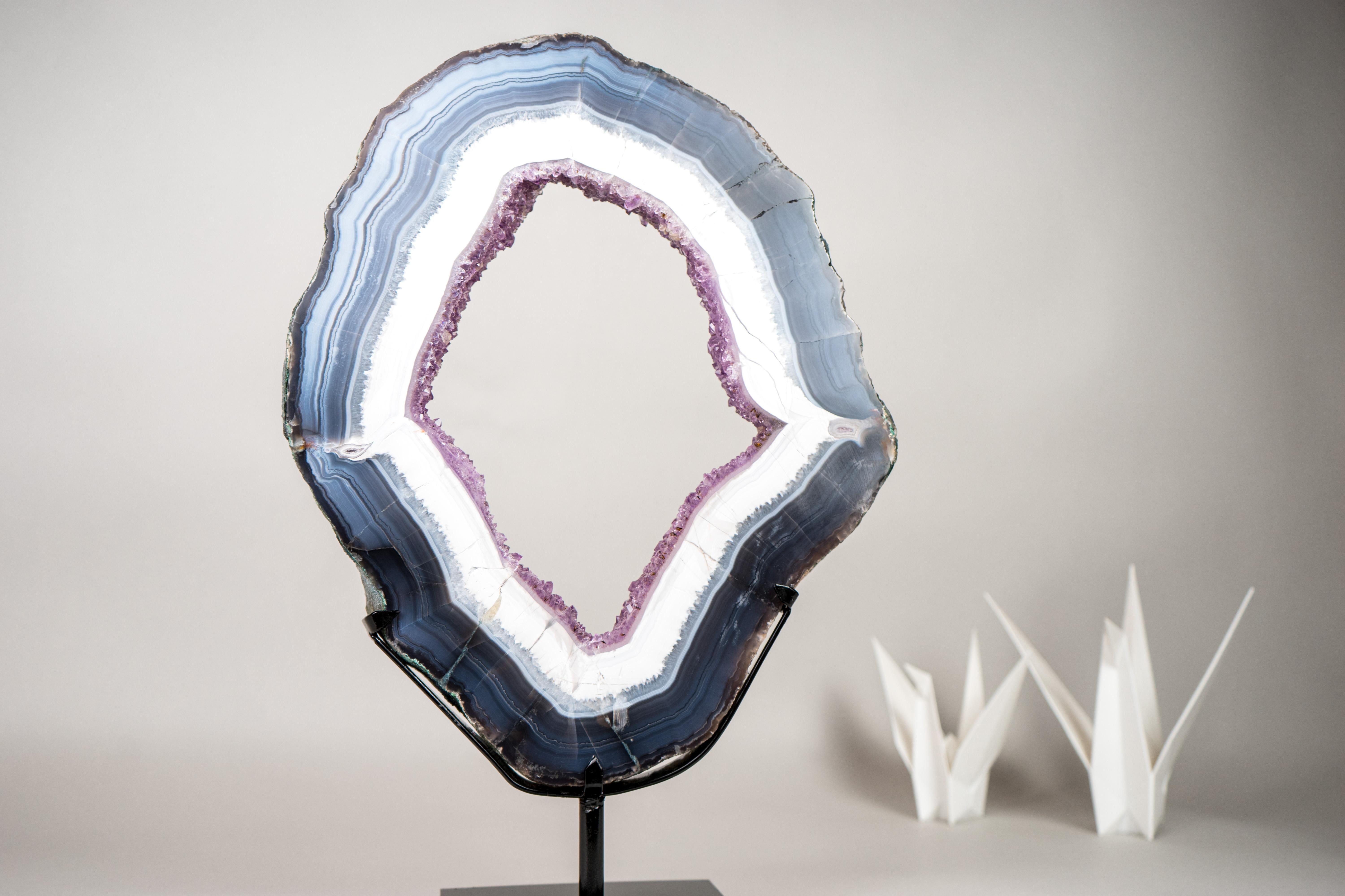 Espectacular Rodaja de Portal de Ágata Encaje Azul y Blanca Siglo XXI y contemporáneo en venta