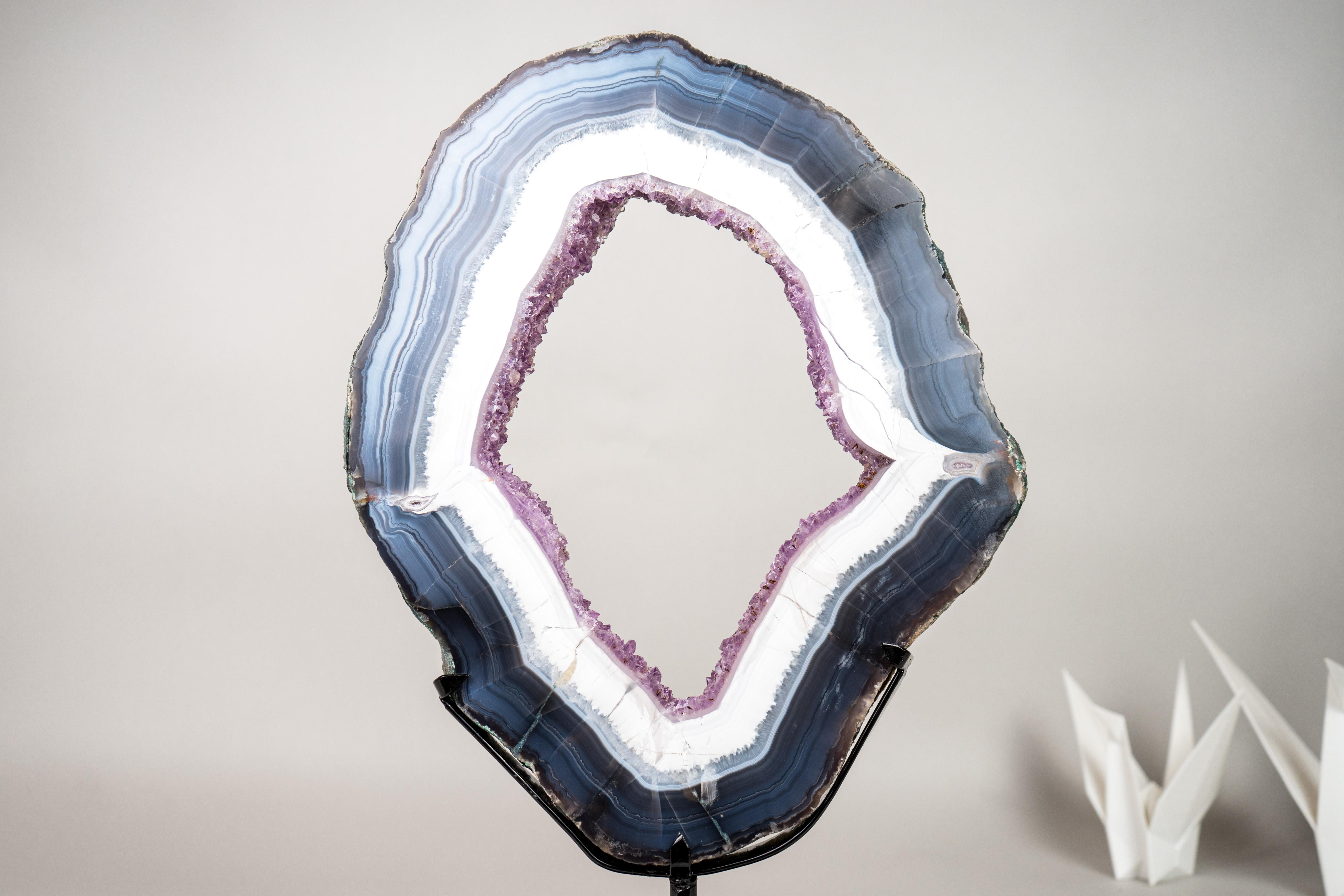 Espectacular Rodaja de Portal de Ágata Encaje Azul y Blanca Cristal en venta