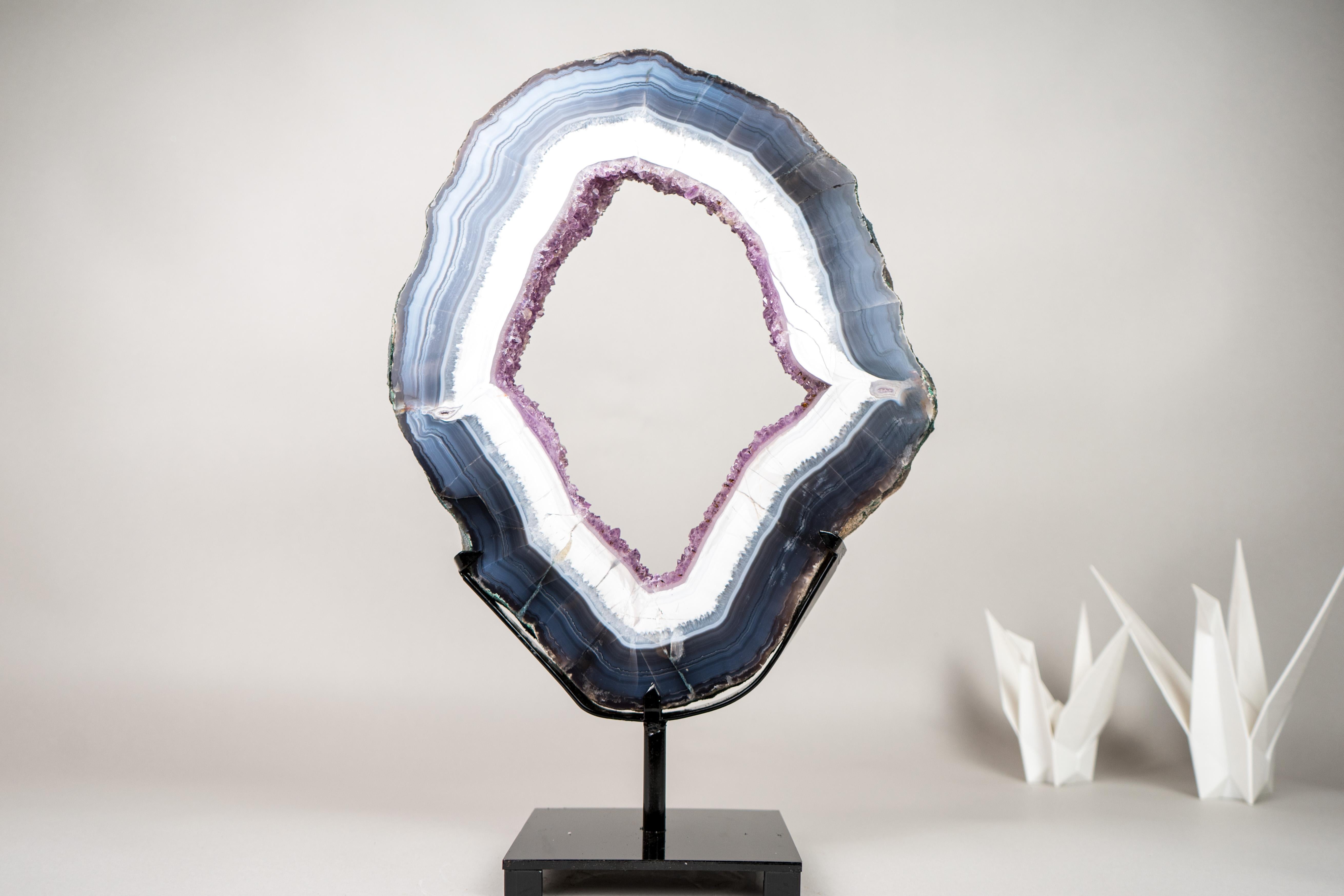 Espectacular Rodaja de Portal de Ágata Encaje Azul y Blanca en venta 1