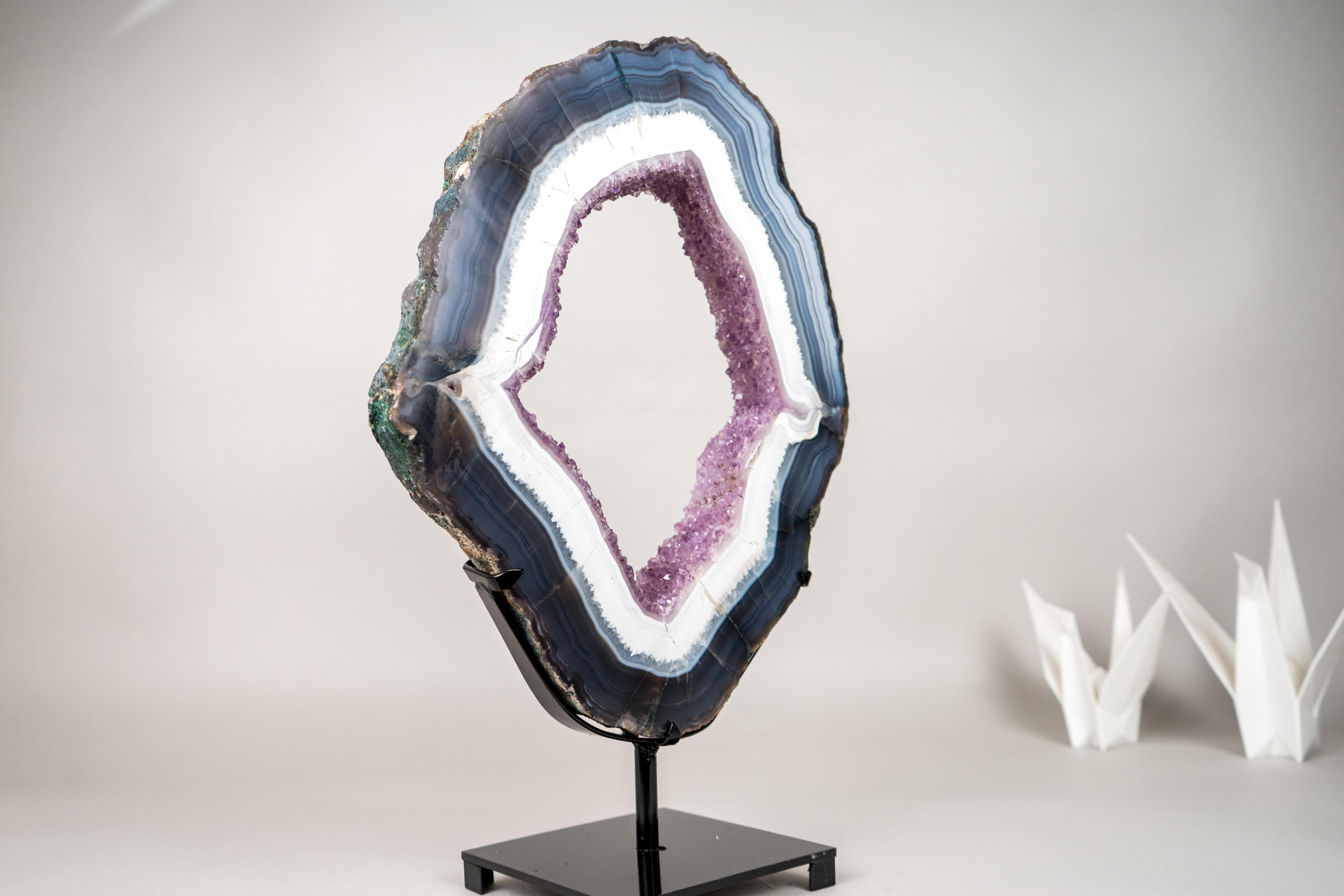 Espectacular Rodaja de Portal de Ágata Encaje Azul y Blanca en venta 3