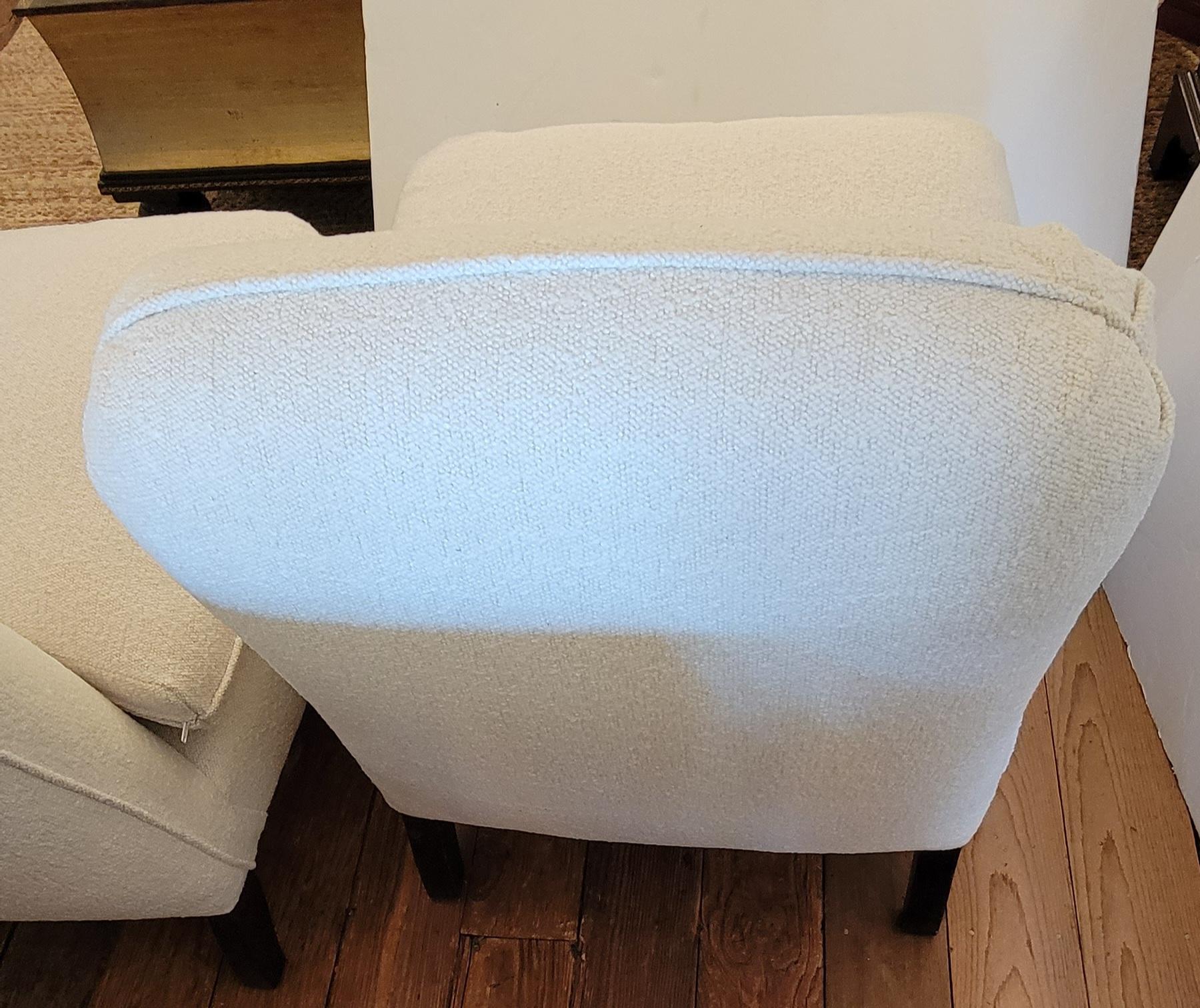 Spectacular Boucle Upholstered Pair of George Smith Slipper Ottoman Chairs 5