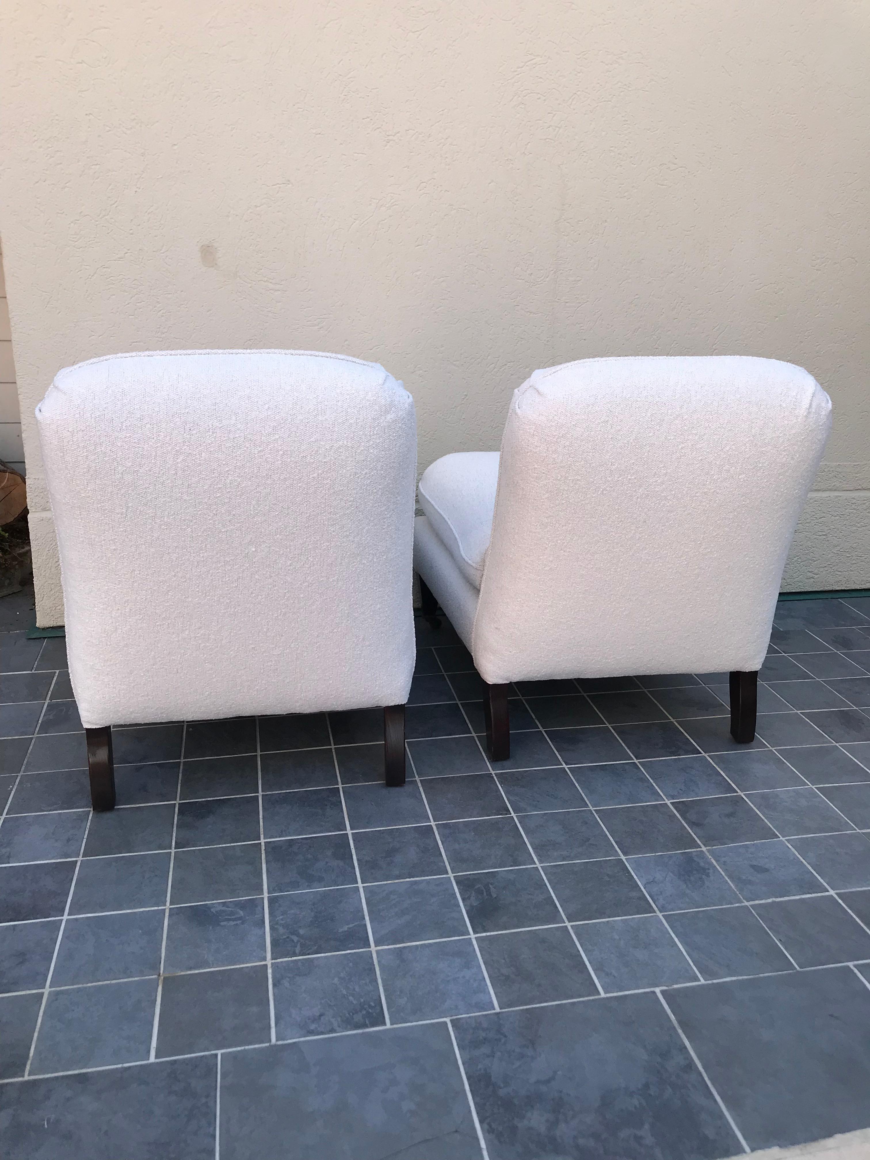 Spectacular Boucle Upholstered Pair of George Smith Slipper Ottoman Chairs In Good Condition In Hopewell, NJ