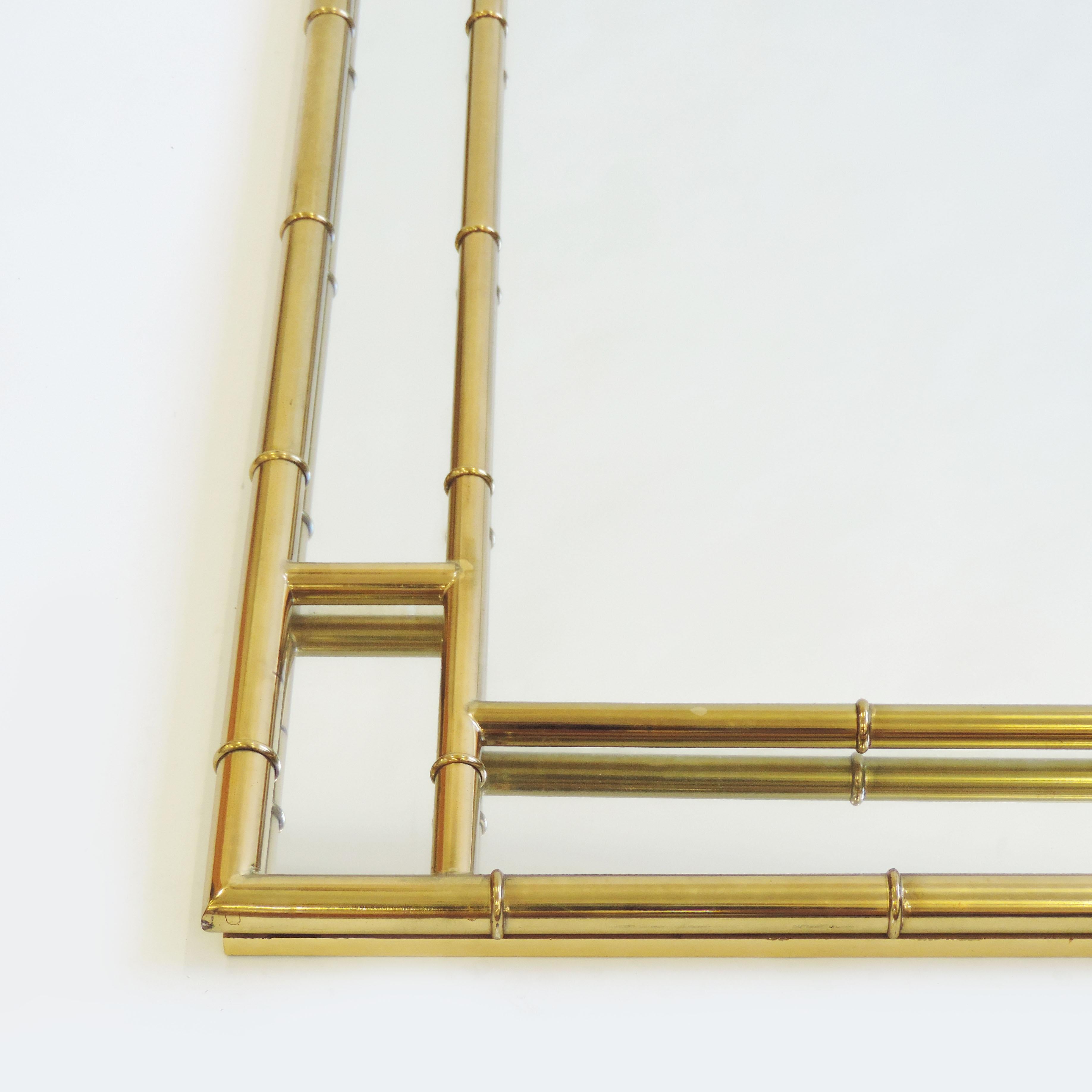 Brass bamboo wall mirror, Italy 1970s.