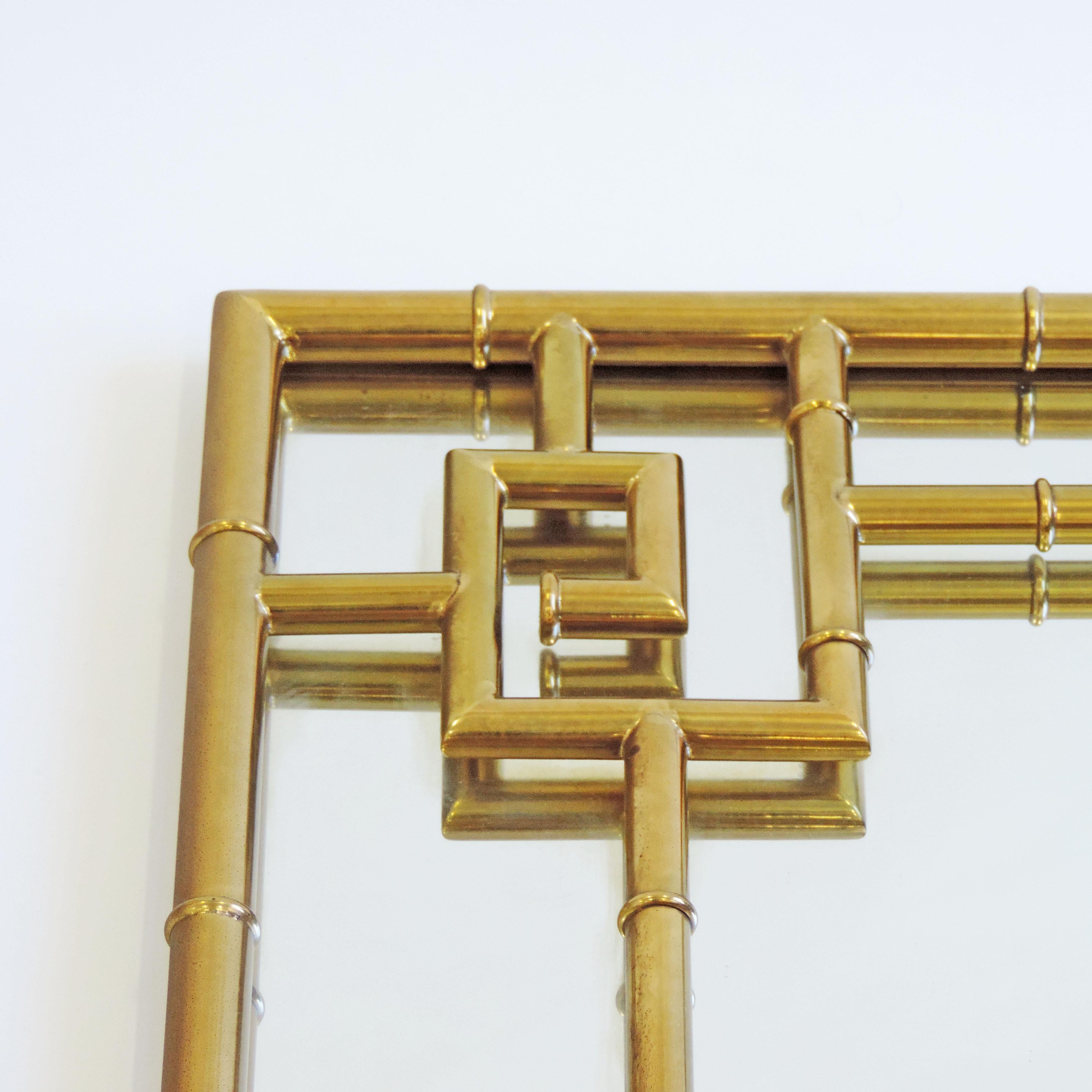 Late 20th Century  Large Brass Bamboo Wall Mirror, Italy 1970s For Sale