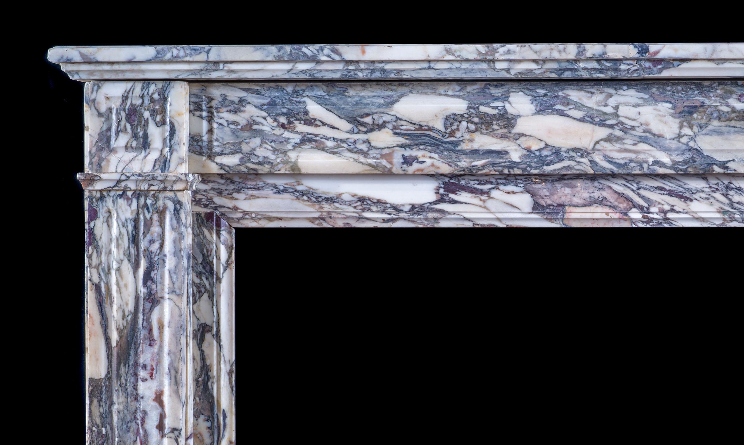 French Spectacular Breche Violette Louis XVI Marble Fireplace