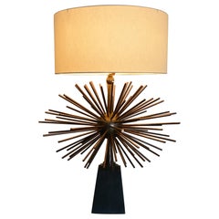 Spectacular Bronze Starburst Table Lamps by Arturo Pani 1950s Mexican Modernism