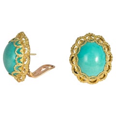 Vintage  Buccellati Turquoise and Gold Earrings