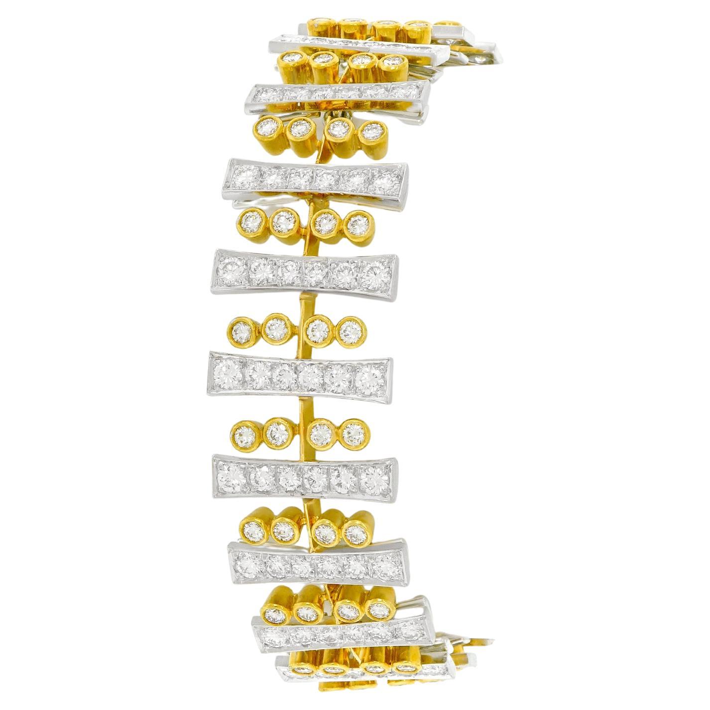 Spectacular Burch Swiss Modern Diamond Bracelet For Sale