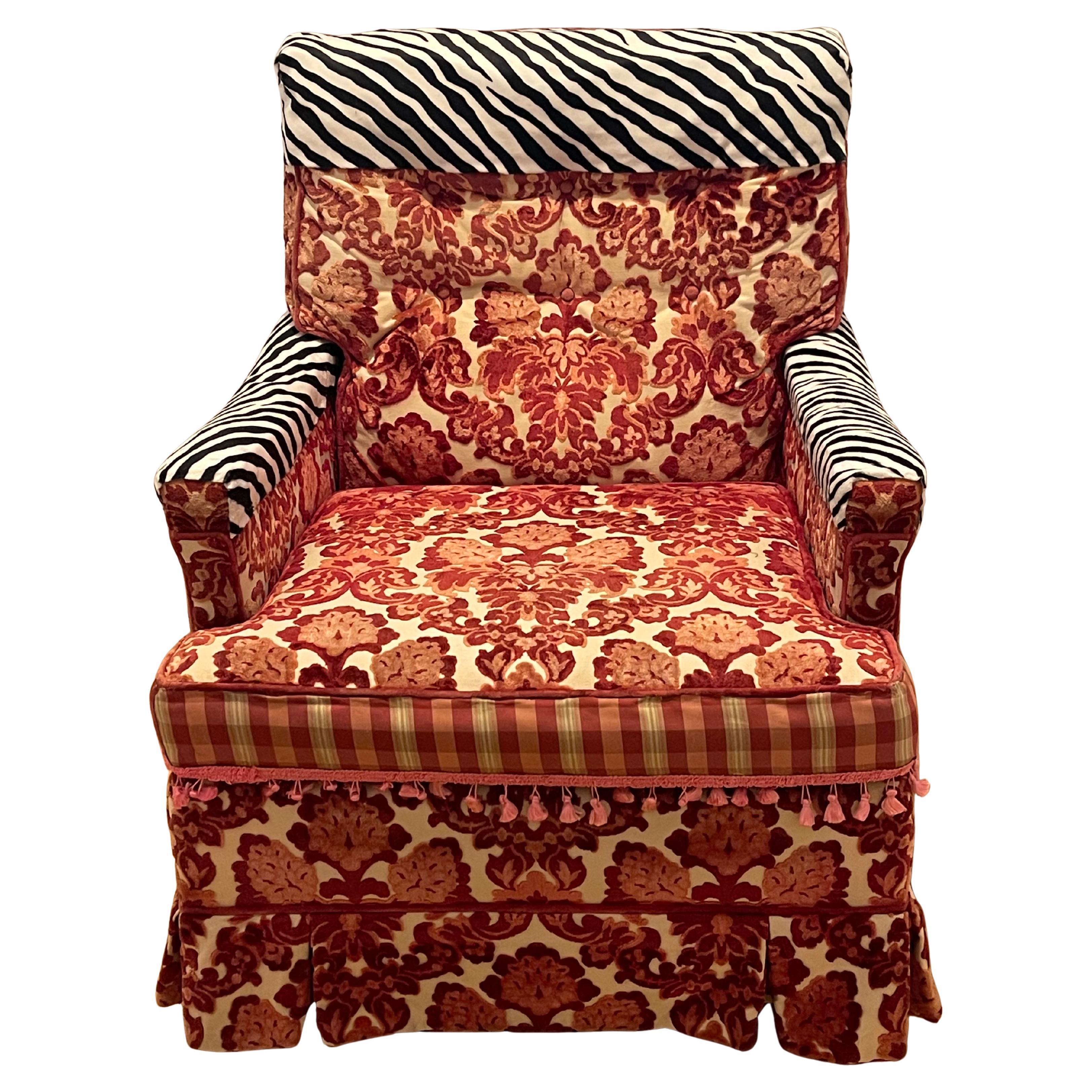 Spectacular Burgundy Velvet Armchair Neobaroque Style