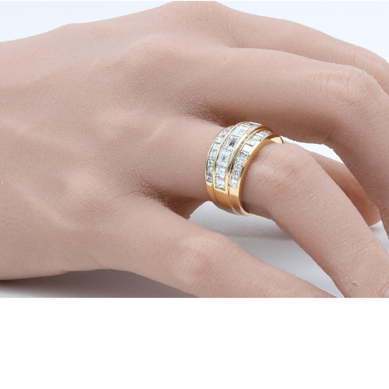 Spectacular Carre Cut Diamond Ring Set in 18K Yellow Gold – 4.03 Carats

Experience unparalleled luxury with this stunning Carre cut diamond ring, masterfully set in 18K yellow gold. This exceptional piece features 4.03 carats of exquisite Carre cut