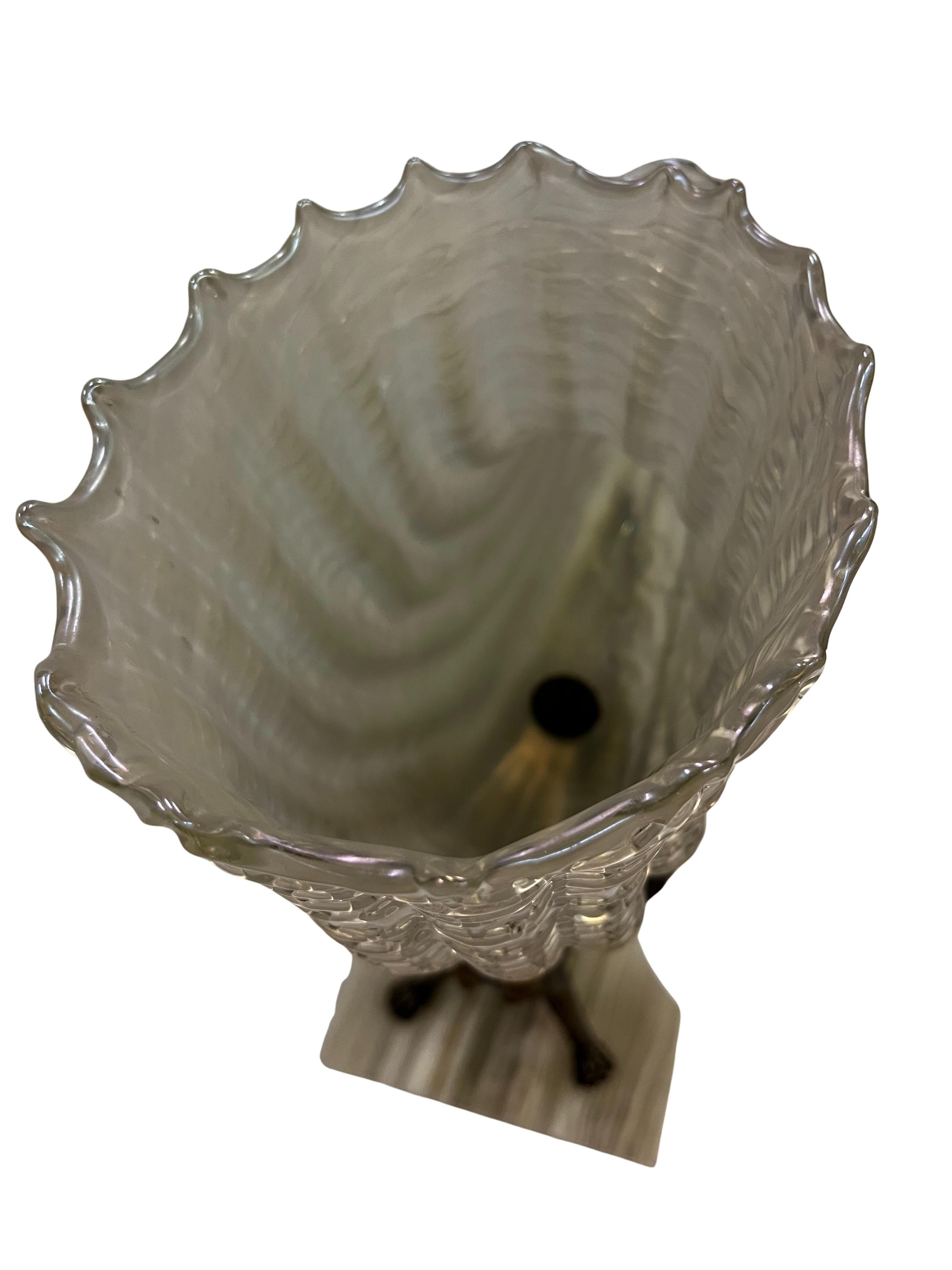 Spectacular centerpiece, bronze sphinx, Kralik opalescent glass, Vienna 1900 For Sale 3