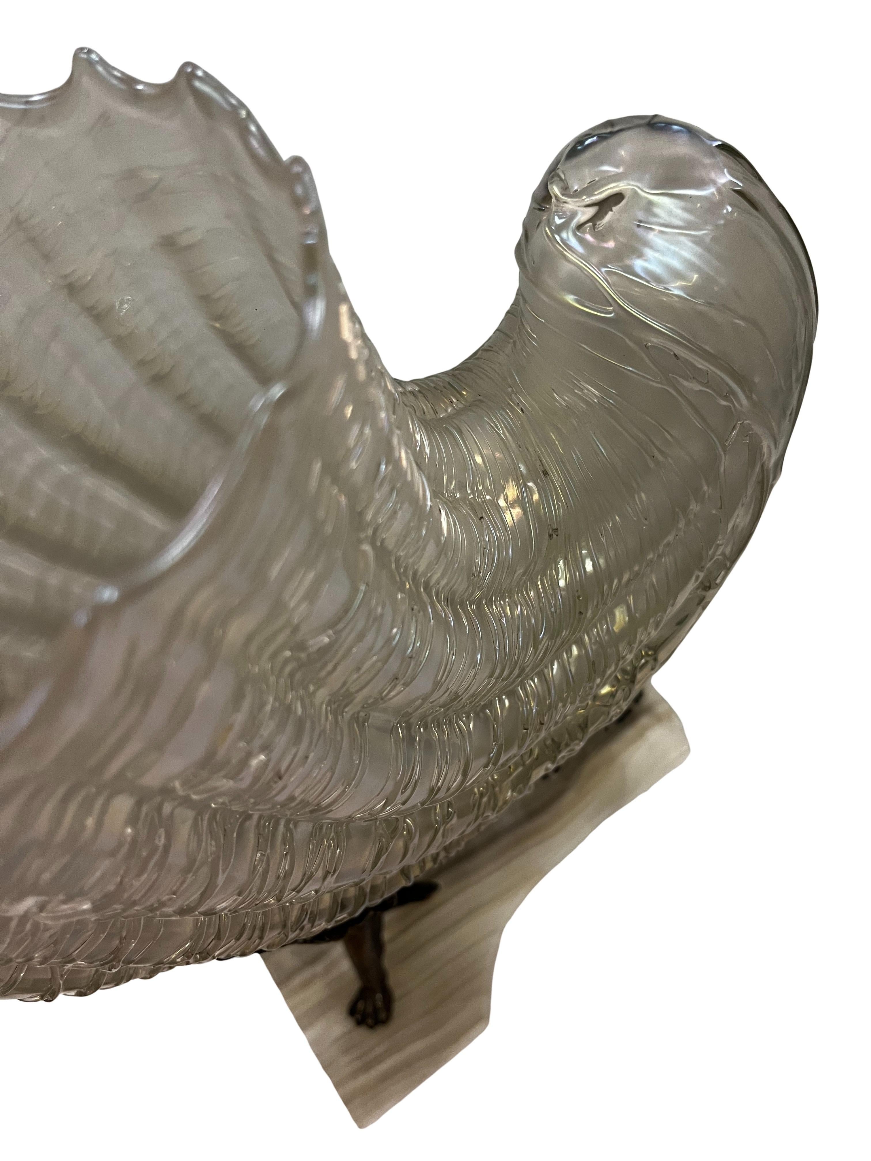 Spectacular centerpiece, bronze sphinx, Kralik opalescent glass, Vienna 1900 For Sale 4