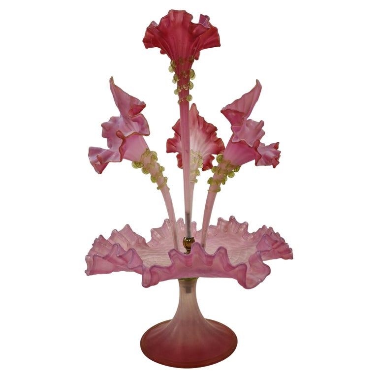 Spectacular Centerpiece/Centrepiece, Flower Vase, bowl, Bohemian Glass, 1895 For Sale at 1stDibs