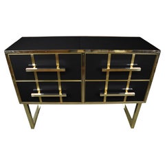 Spectaculaire commode en verre de Murano noir fabriquée en Italie Disponible