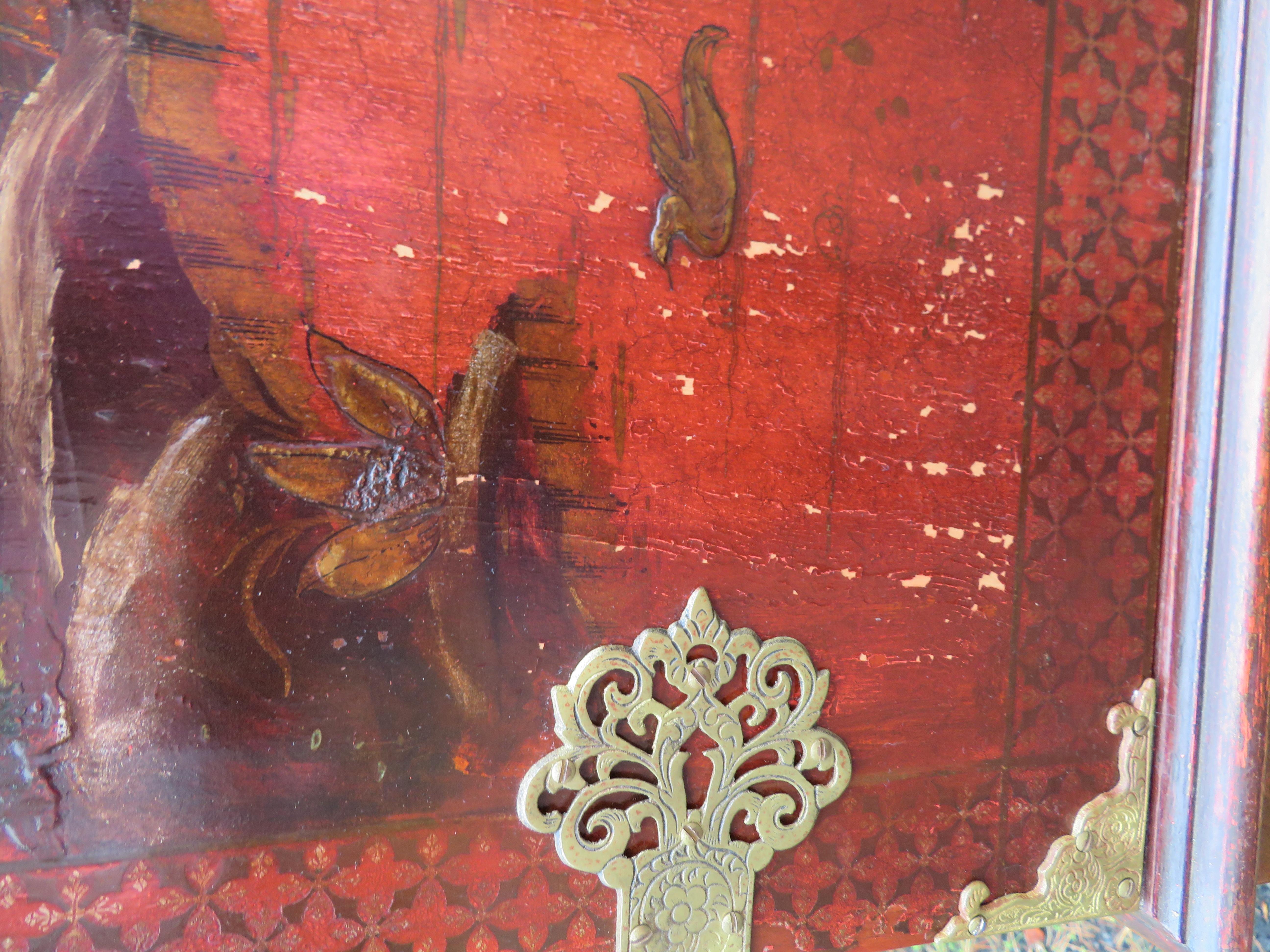 Spectaculaire armoire asiatique haute en lin de style chinoiseries en vente 5