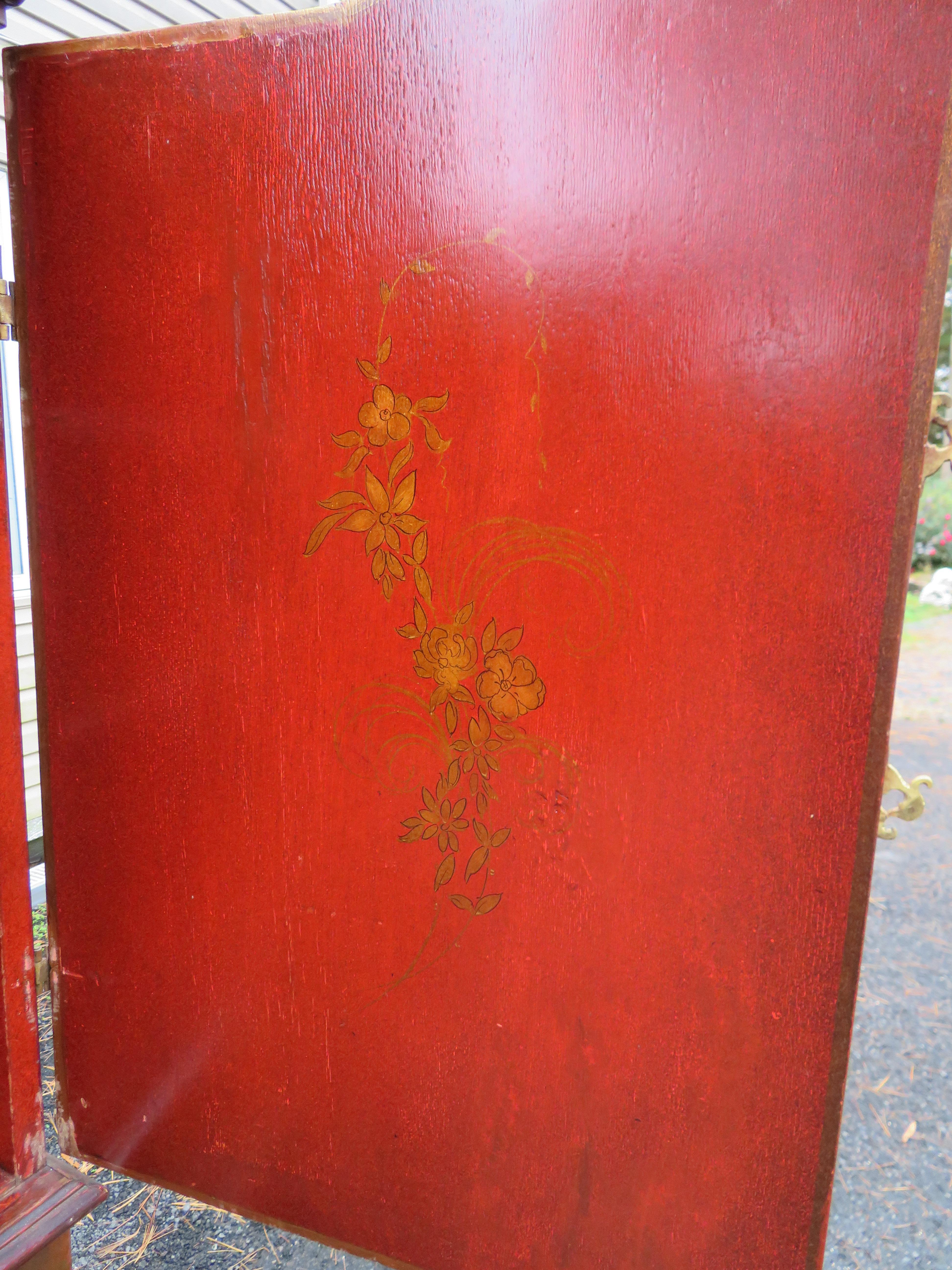 Spectacular Chinoiserie Asian Tall Linen Cabinet For Sale 5