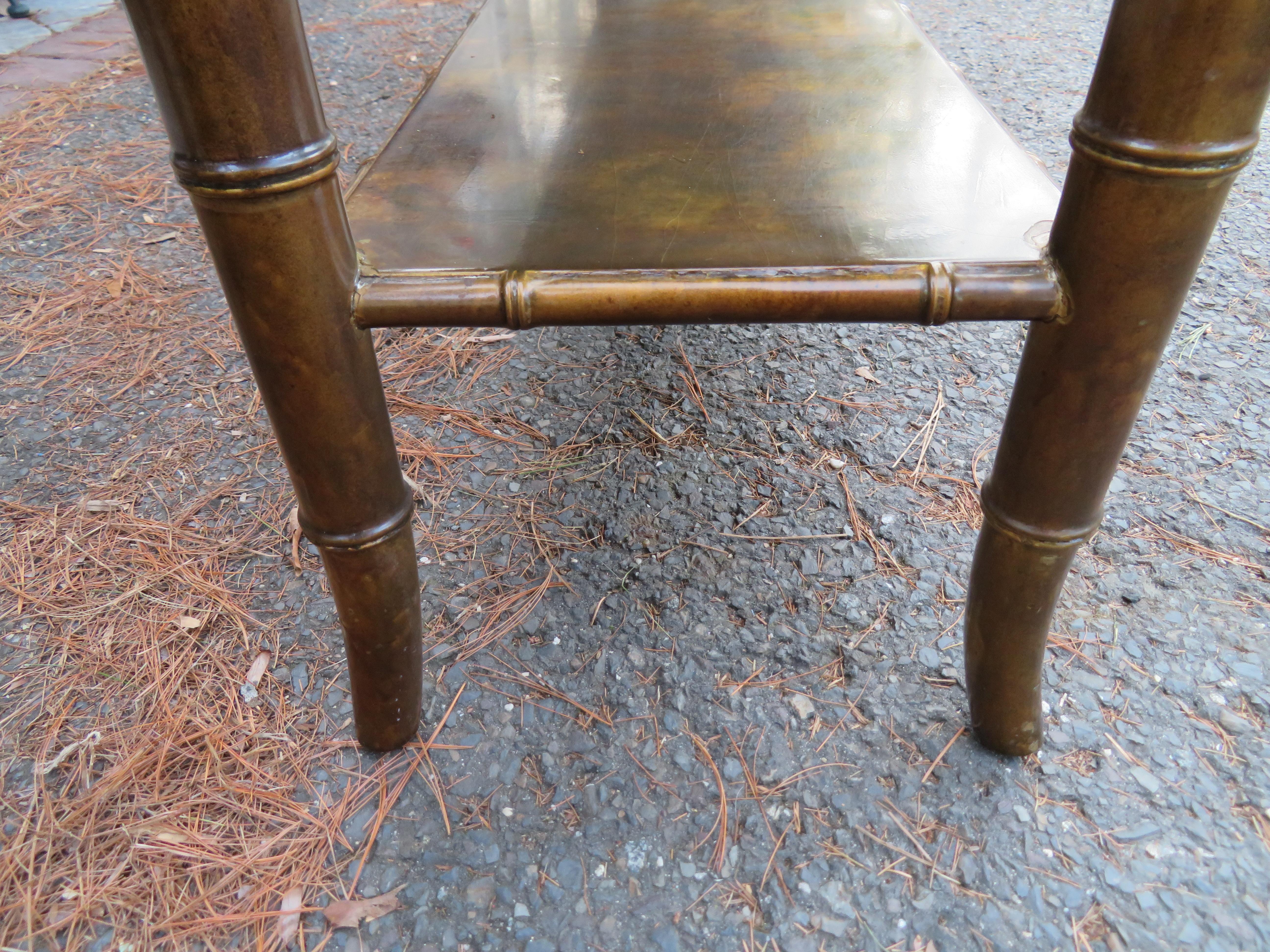 Spectacular Chinoiserie Faux Tortoise Shell 3 Tier Console Table Mid-Century 5