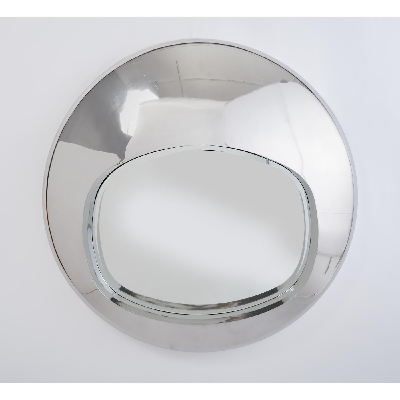 Spectacular Chromed Futuristic Mirror, France 1970's In Good Condition For Sale In New York, NY