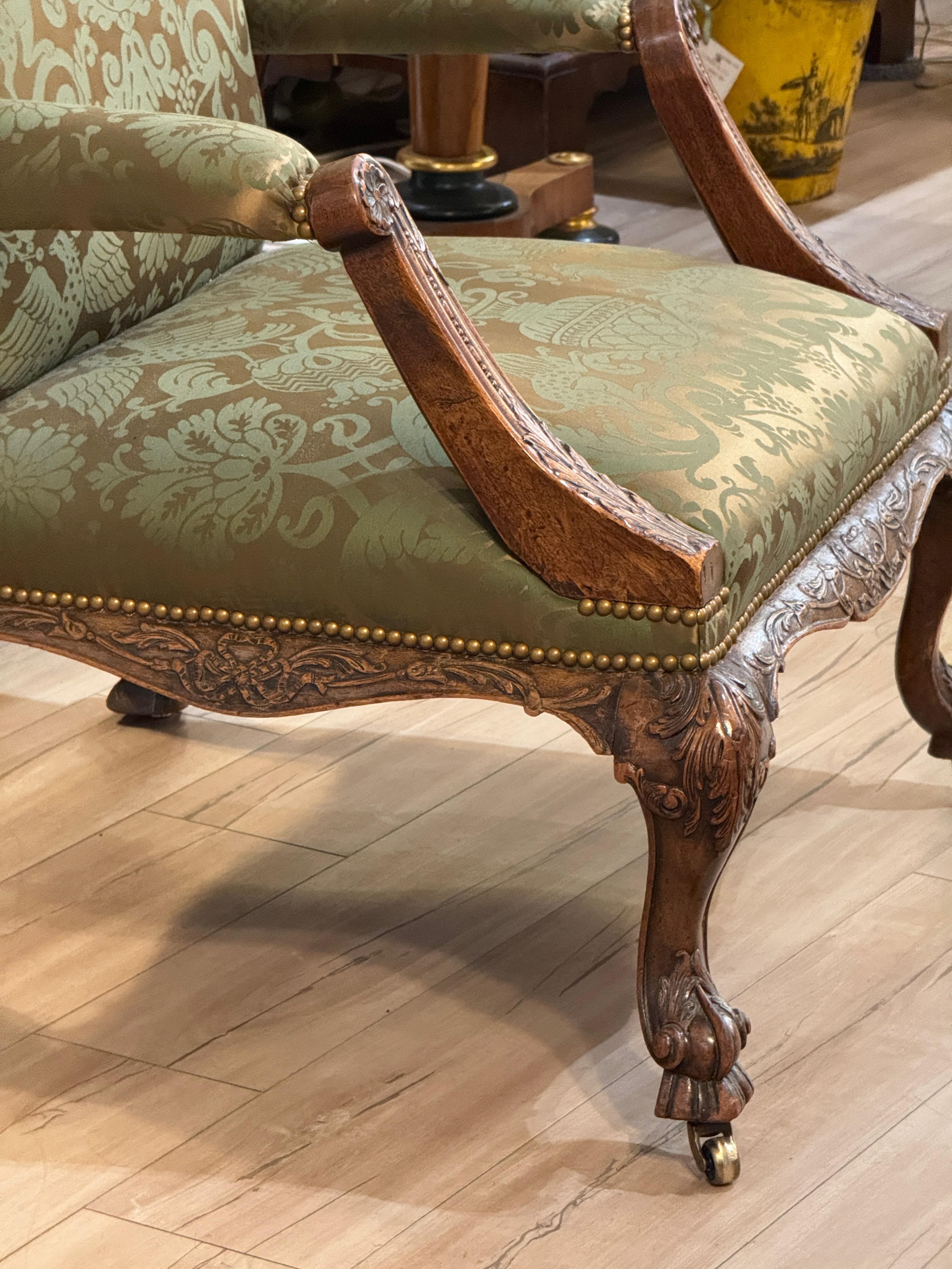 Spectacular Circa 1750 English Carved Mahogany Library Chair For Sale 5