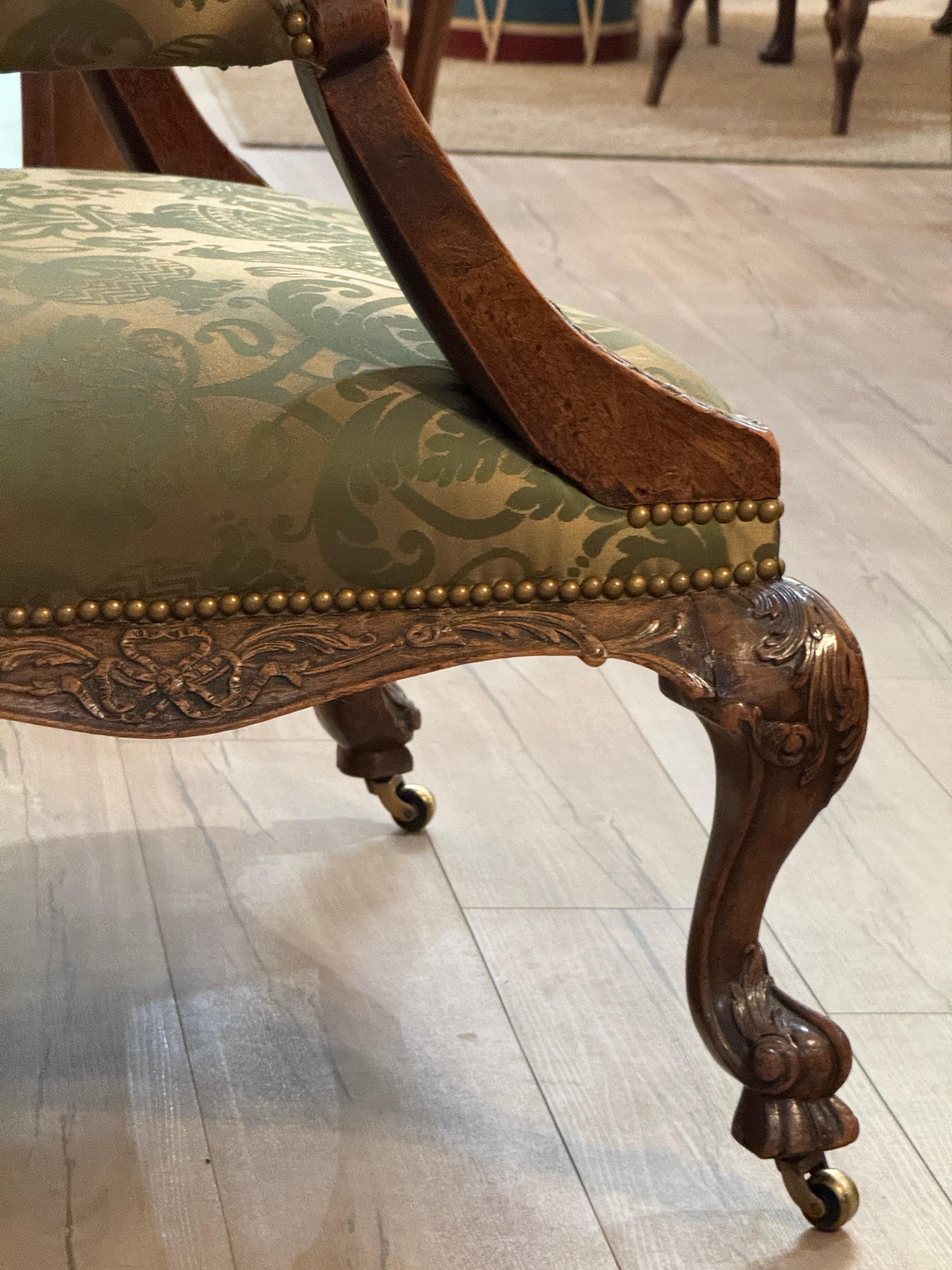 Spectacular Circa 1750 English Carved Mahogany Library Chair For Sale 6
