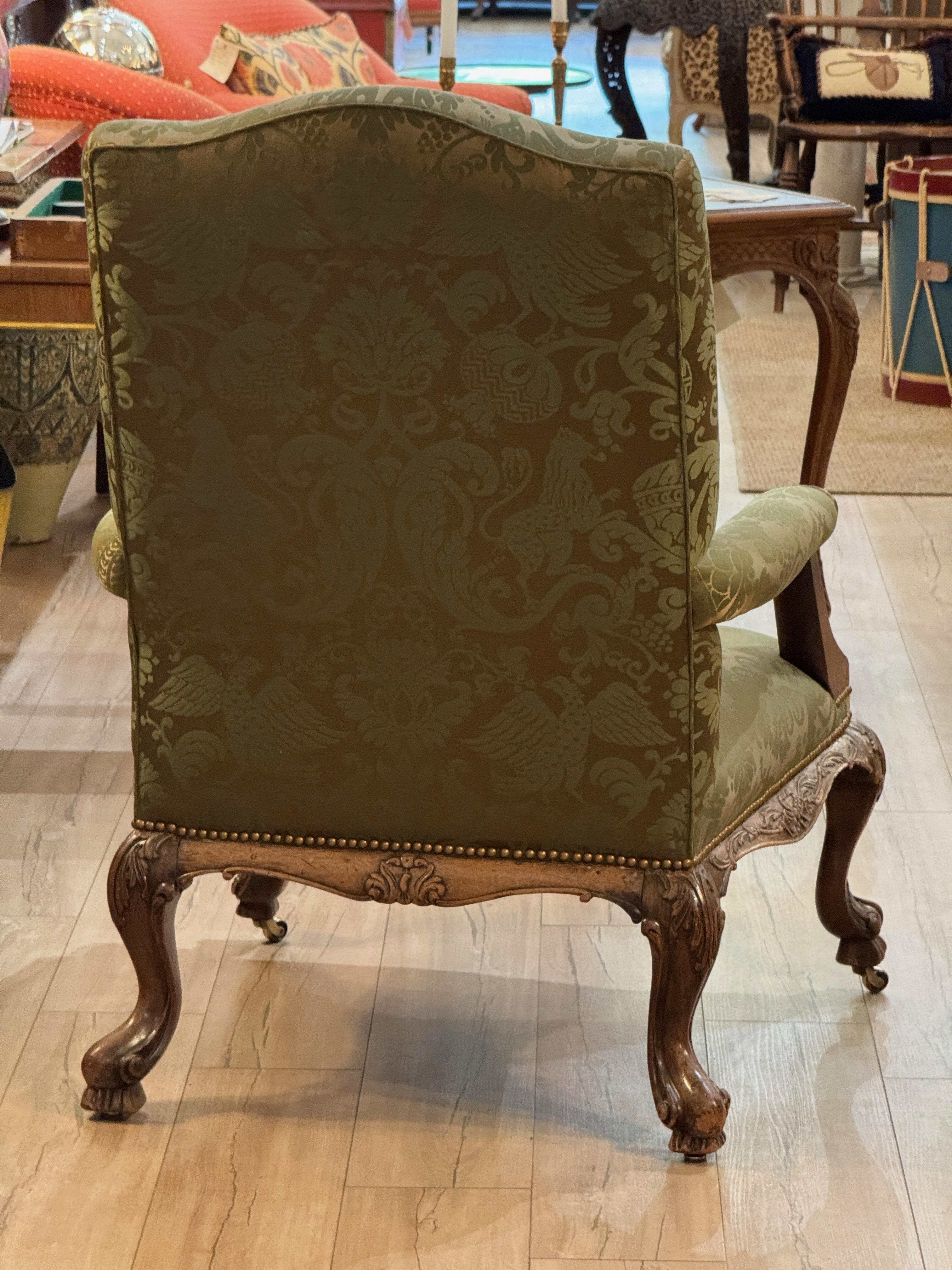 Spectacular Circa 1750 English Carved Mahogany Library Chair For Sale 7