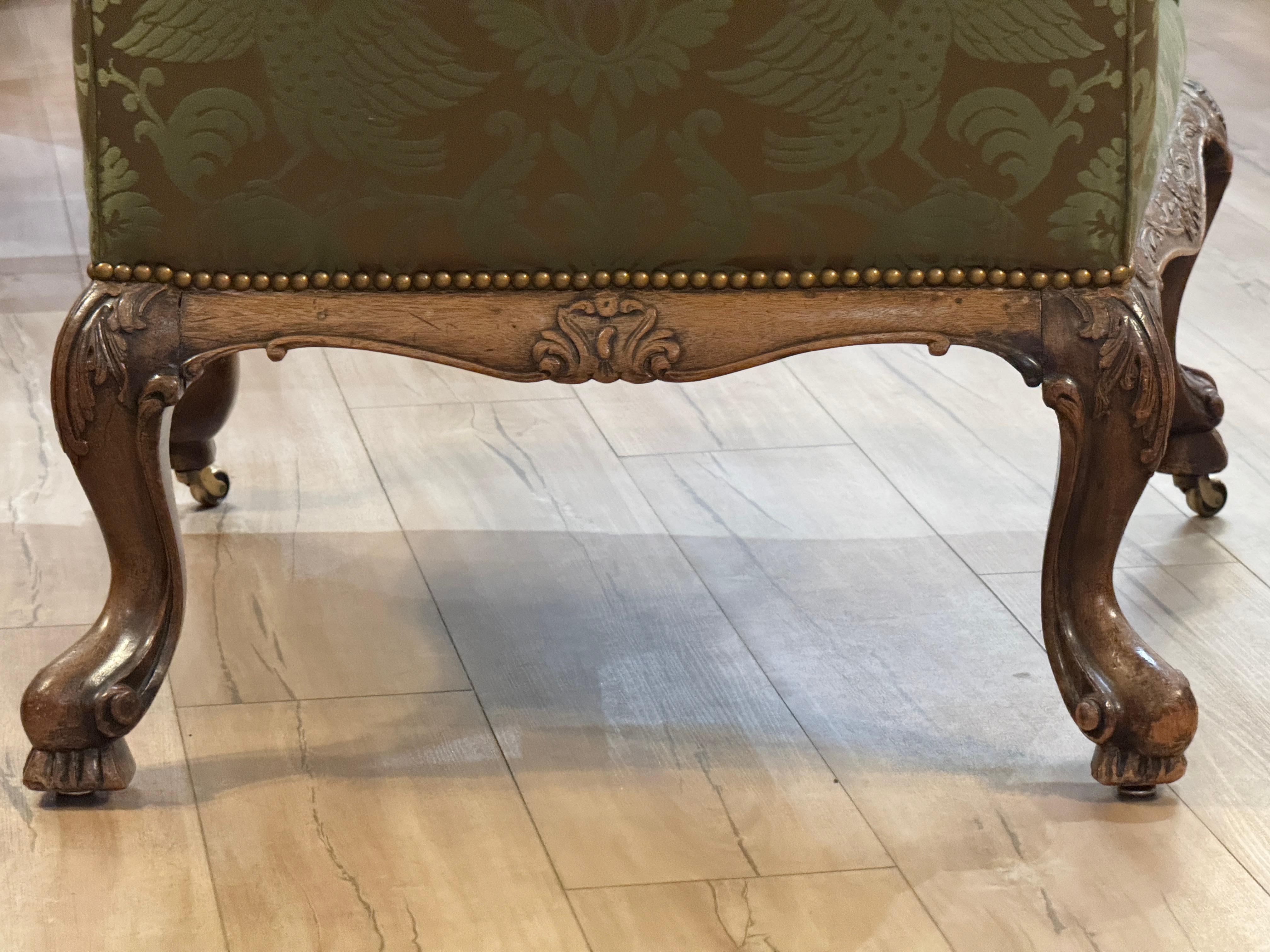 Spectacular Circa 1750 English Carved Mahogany Library Chair For Sale 8