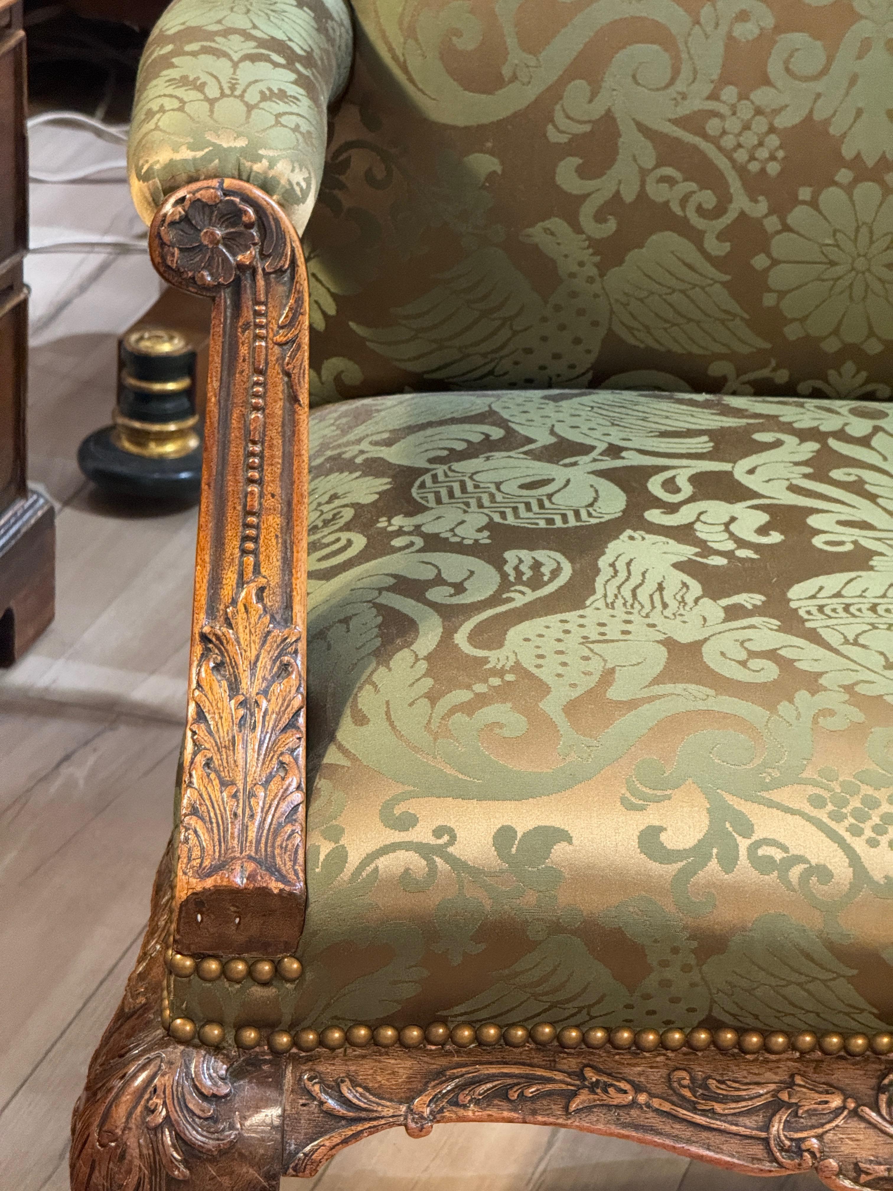 Spectacular Circa 1750 English Carved Mahogany Library Chair For Sale 9