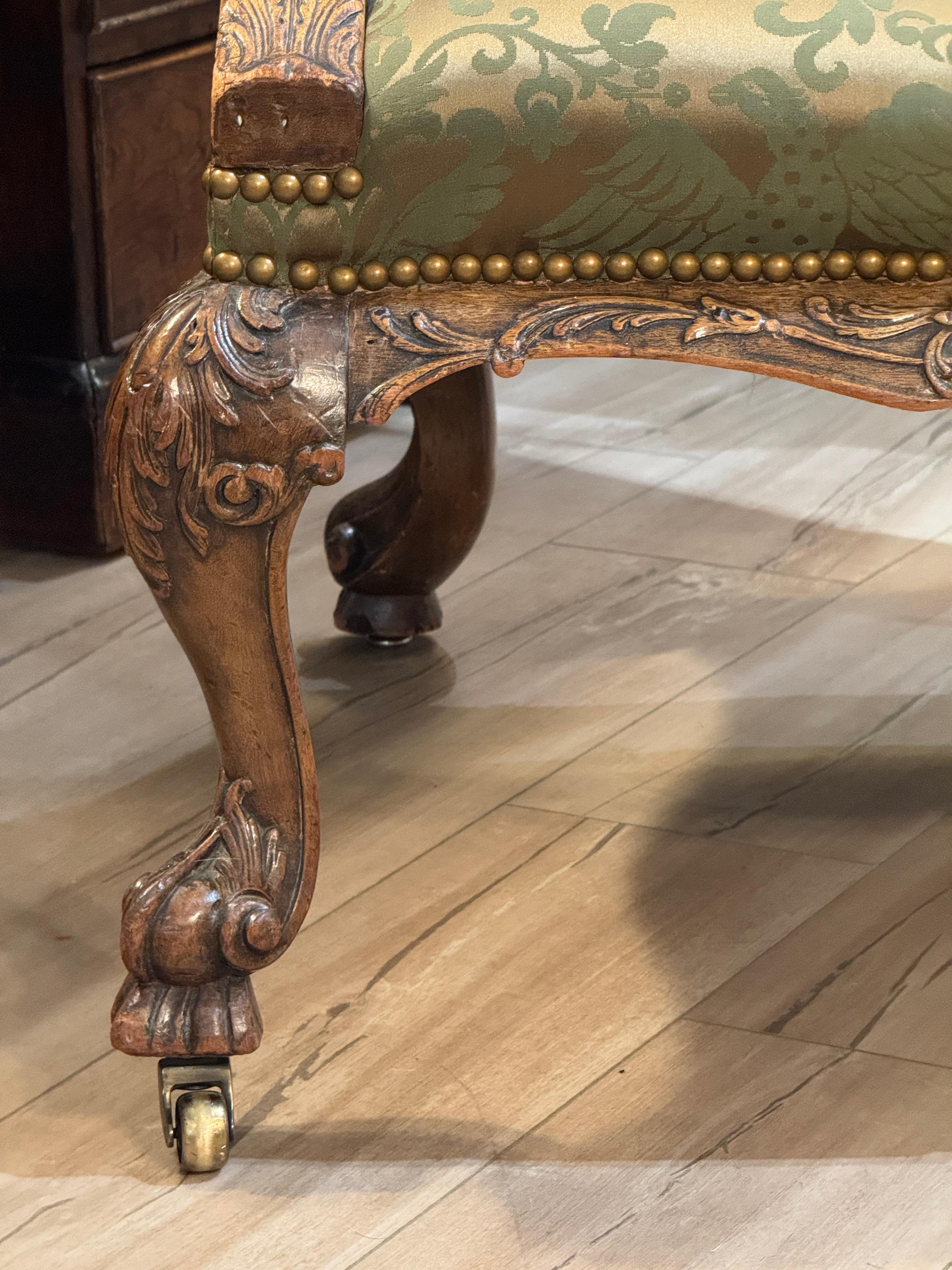 Spectacular Circa 1750 English Carved Mahogany Library Chair For Sale 2