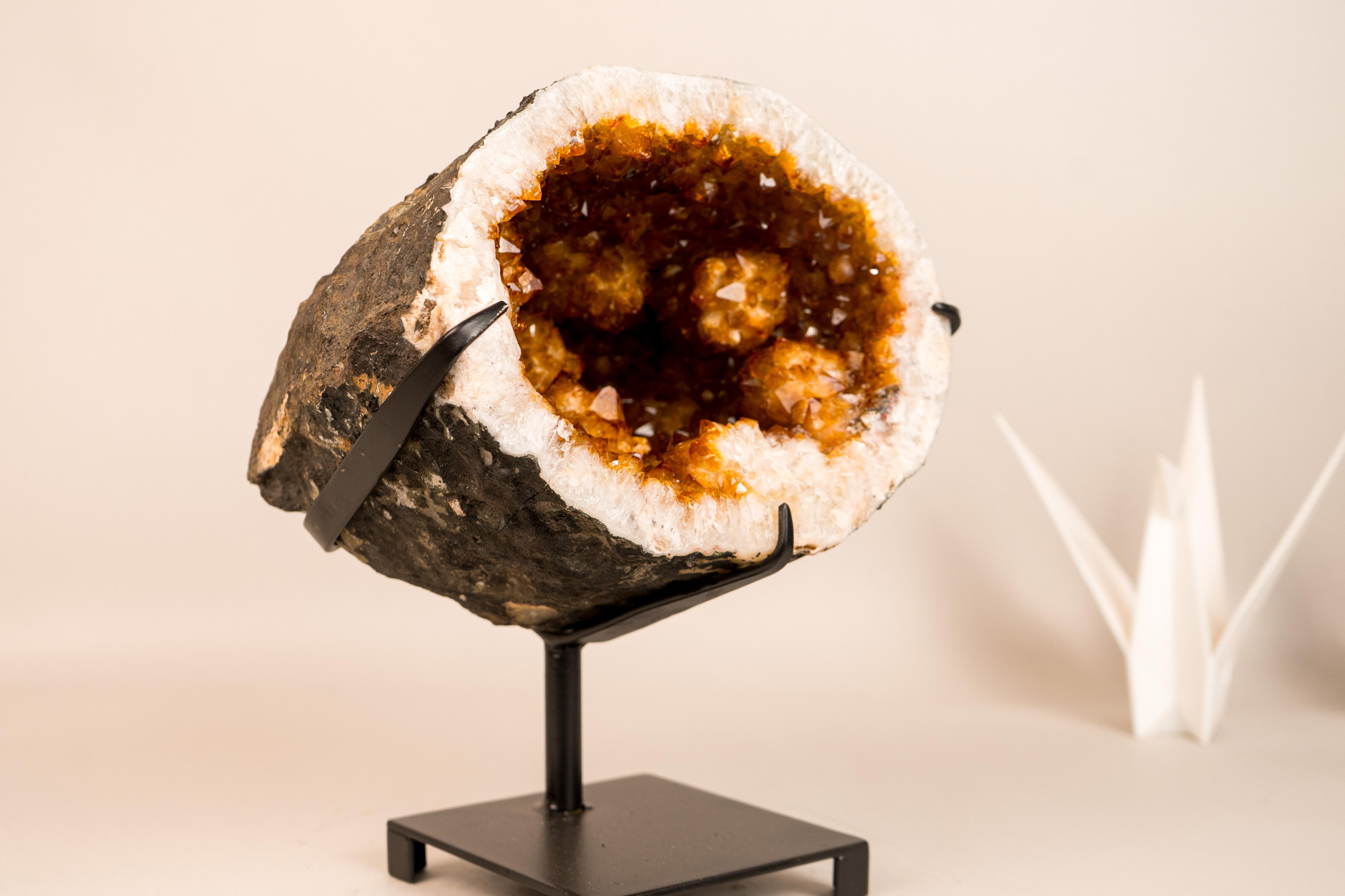 Spektakuläre Citrin-Geodenhöhle mit seltenen goldenen Blütenrosetten im Zustand „Neu“ im Angebot in Ametista Do Sul, BR