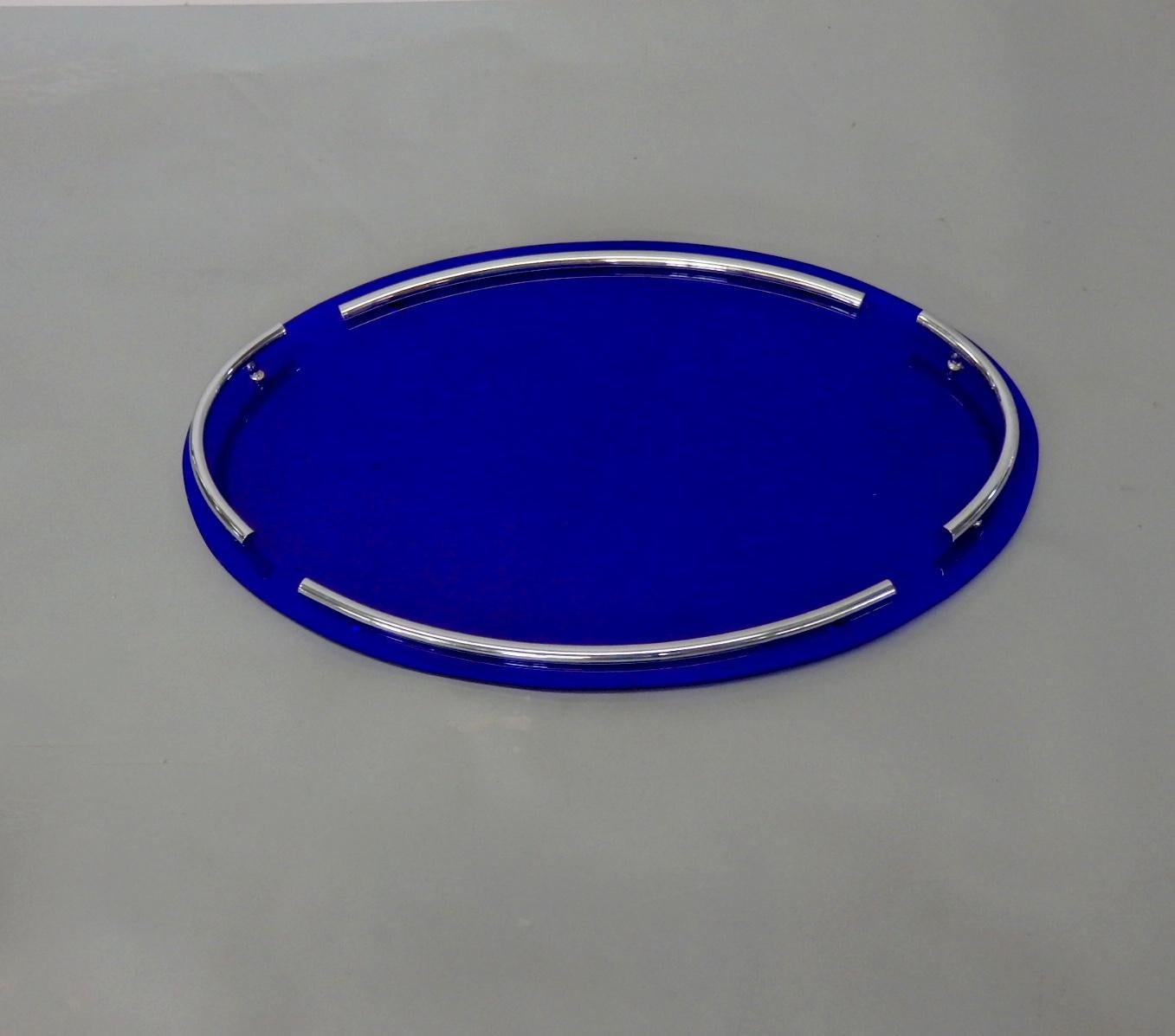art deco blue glass