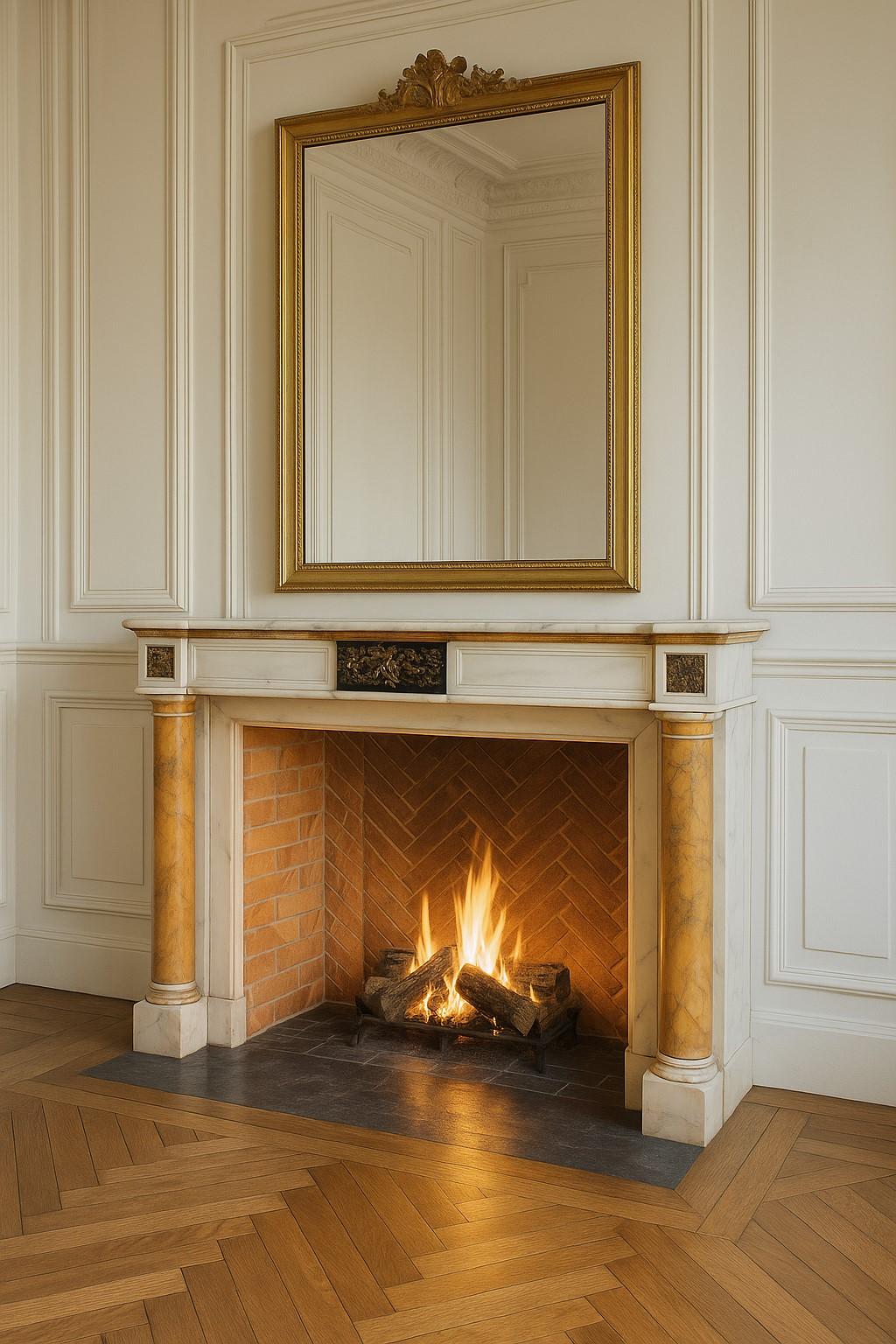 Louis XVI Spectaculaire cheminée à colonnes à la française en vente