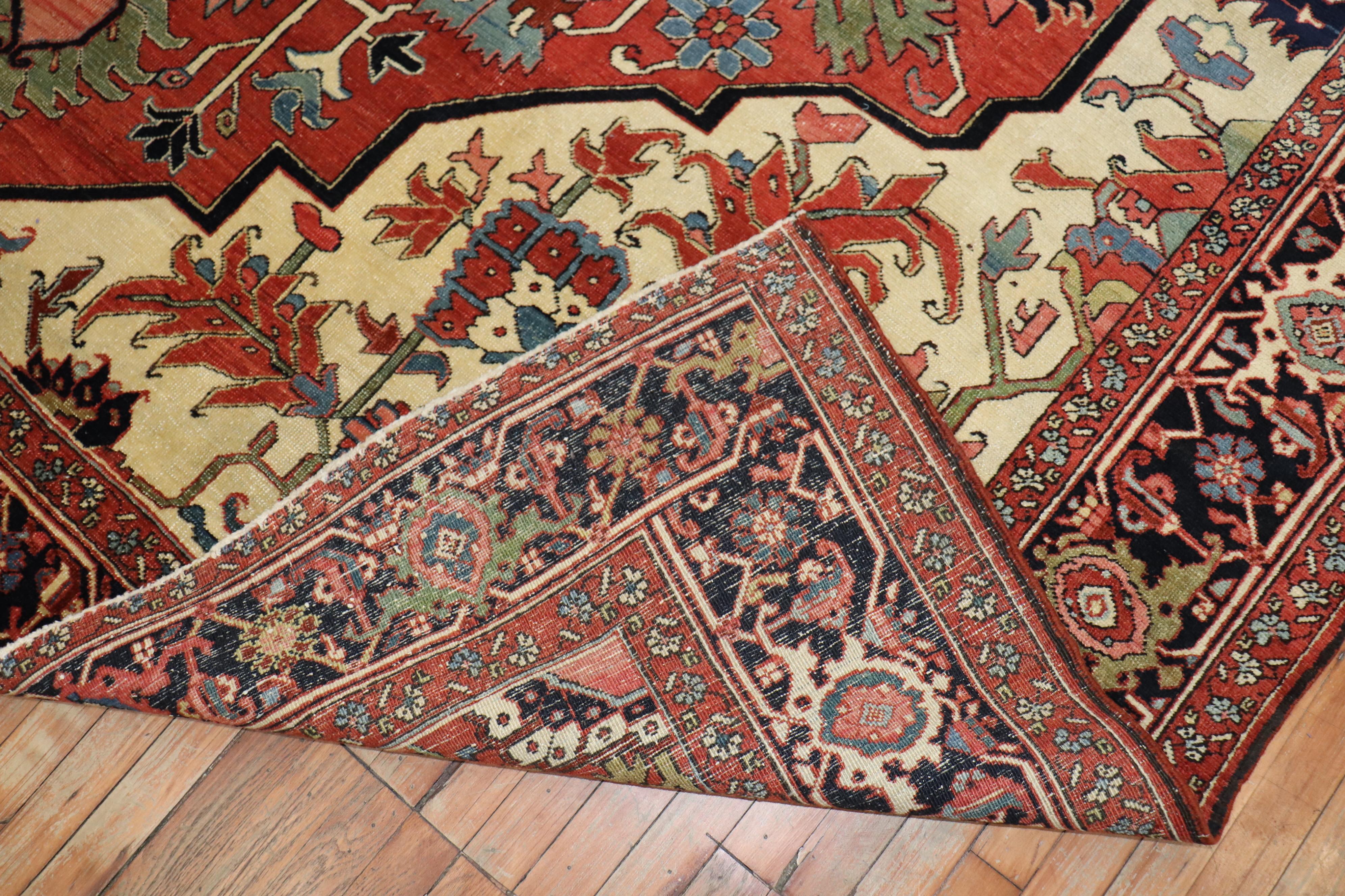 Spectacular Connoisseur Caliber Antique Persian Heriz Serapi Rug 7