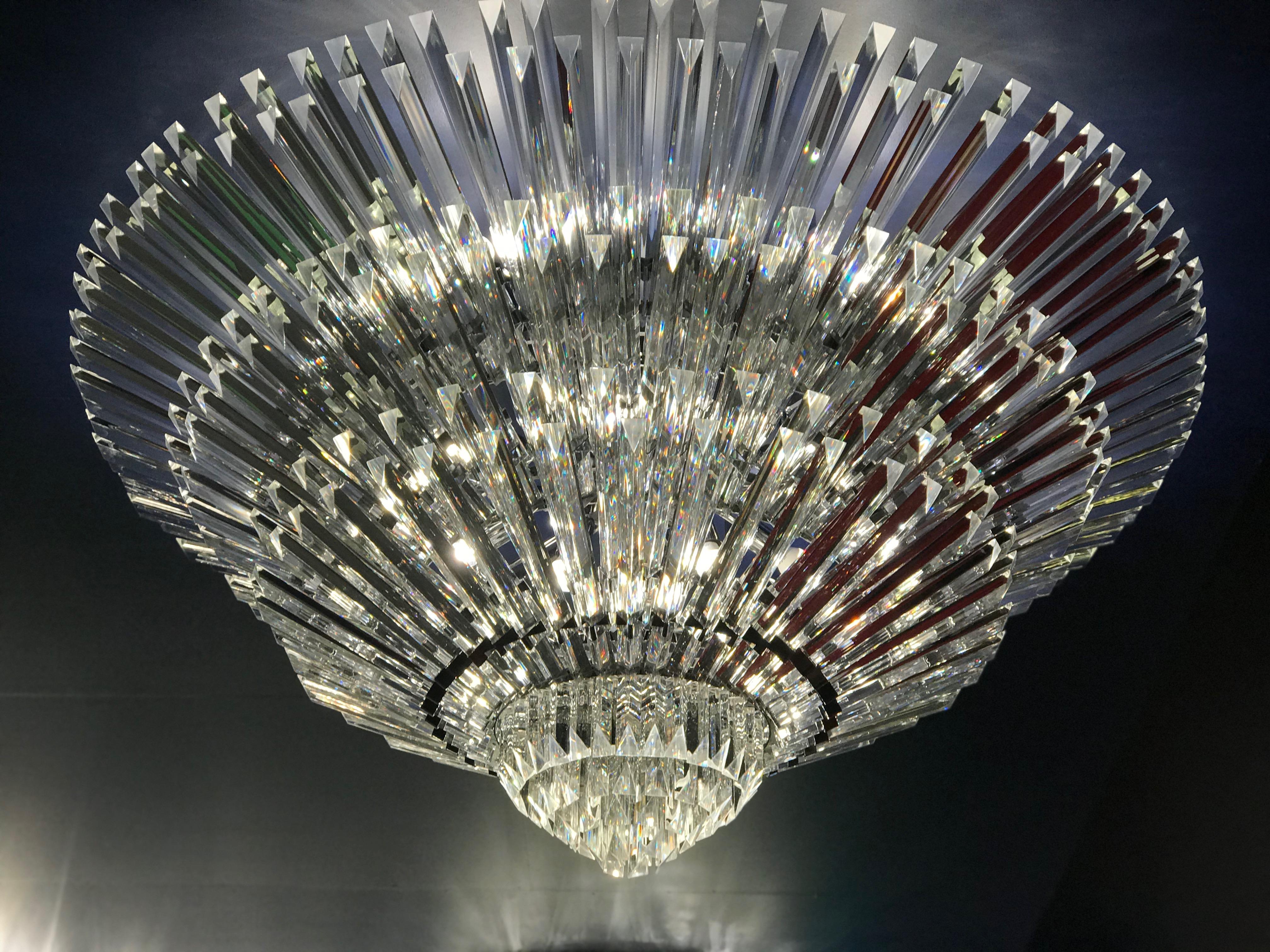 Spectacular Contemporary Italian Murano Glass Triedi Ceiling Light For Sale 9