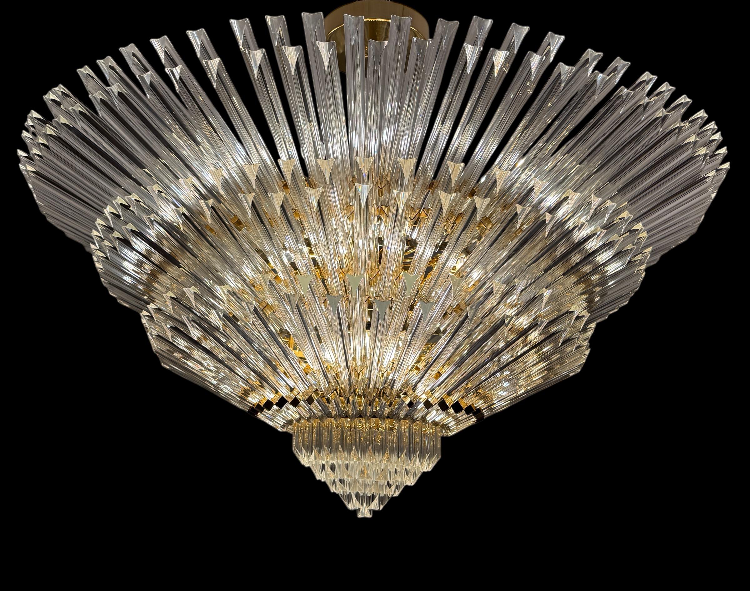 Spektakuläre Contemporary Italian Murano Glass Triedi Ceiling Light im Angebot 11