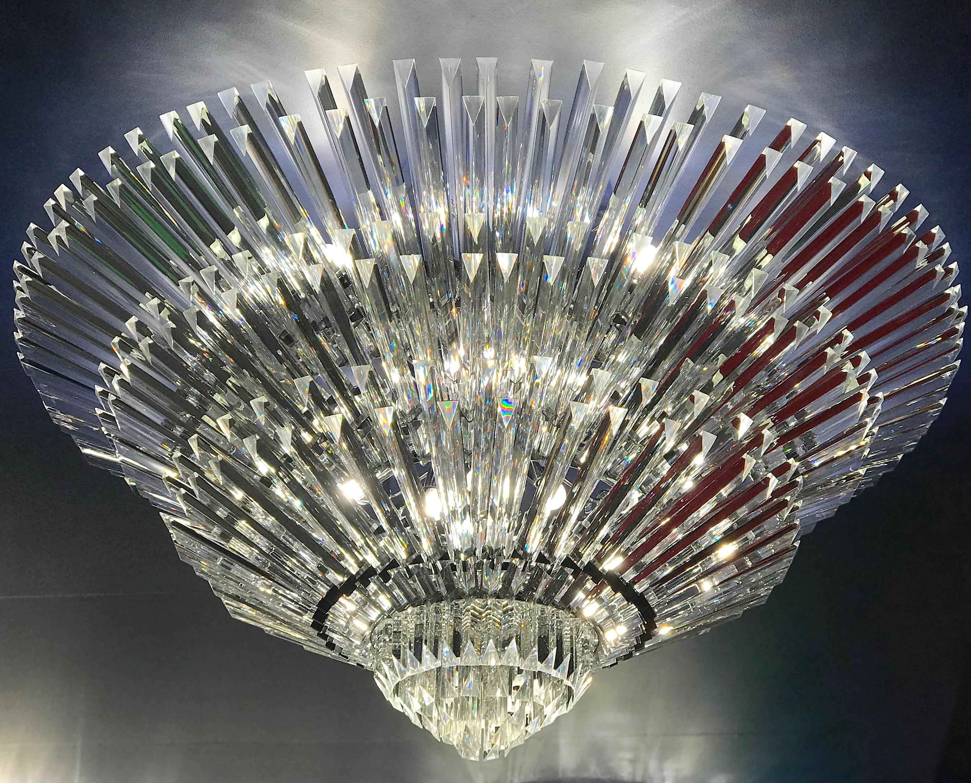 Spectacular Contemporary Italian Murano Glass Triedi Ceiling Light For Sale 14
