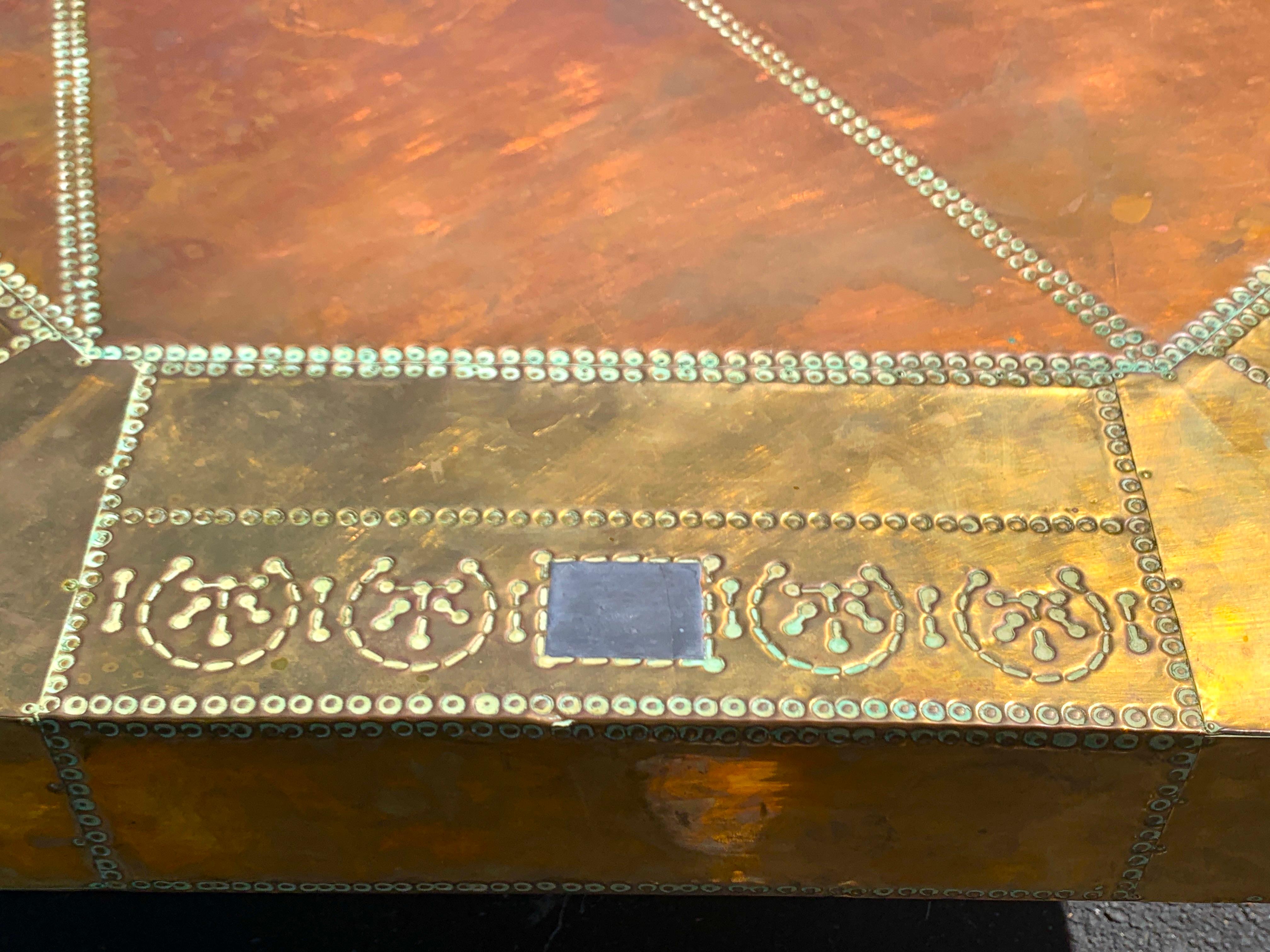 20th Century Spectacular Copper and Brass Dining Table by Rodolfo Dubarry for King Hassan II
