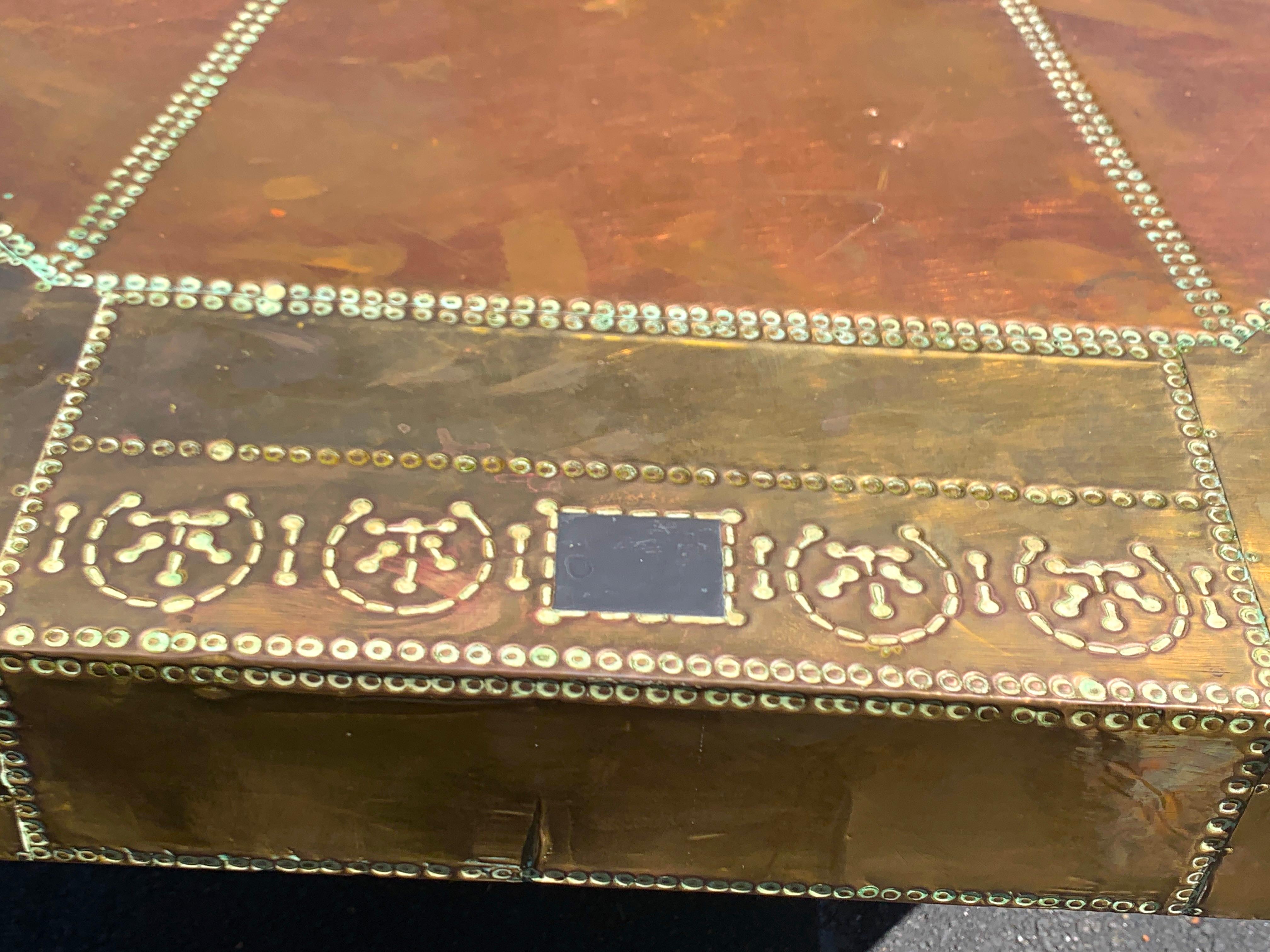 Silver Plate Spectacular Copper and Brass Dining Table by Rodolfo Dubarry for King Hassan II