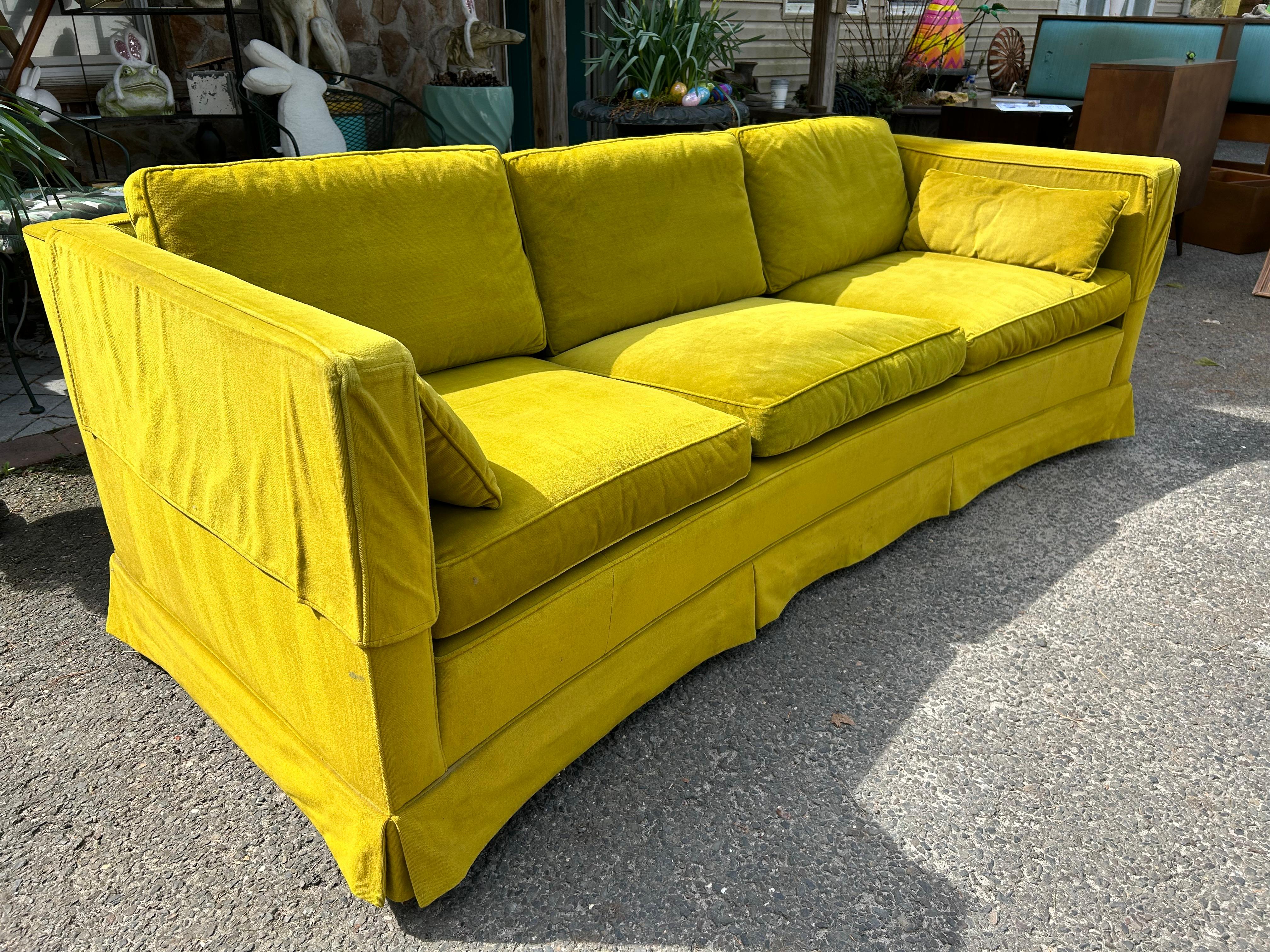 American Spectacular Curved Harvey Probber Even Arm Sofa Chartreus Mid-century Modern  For Sale