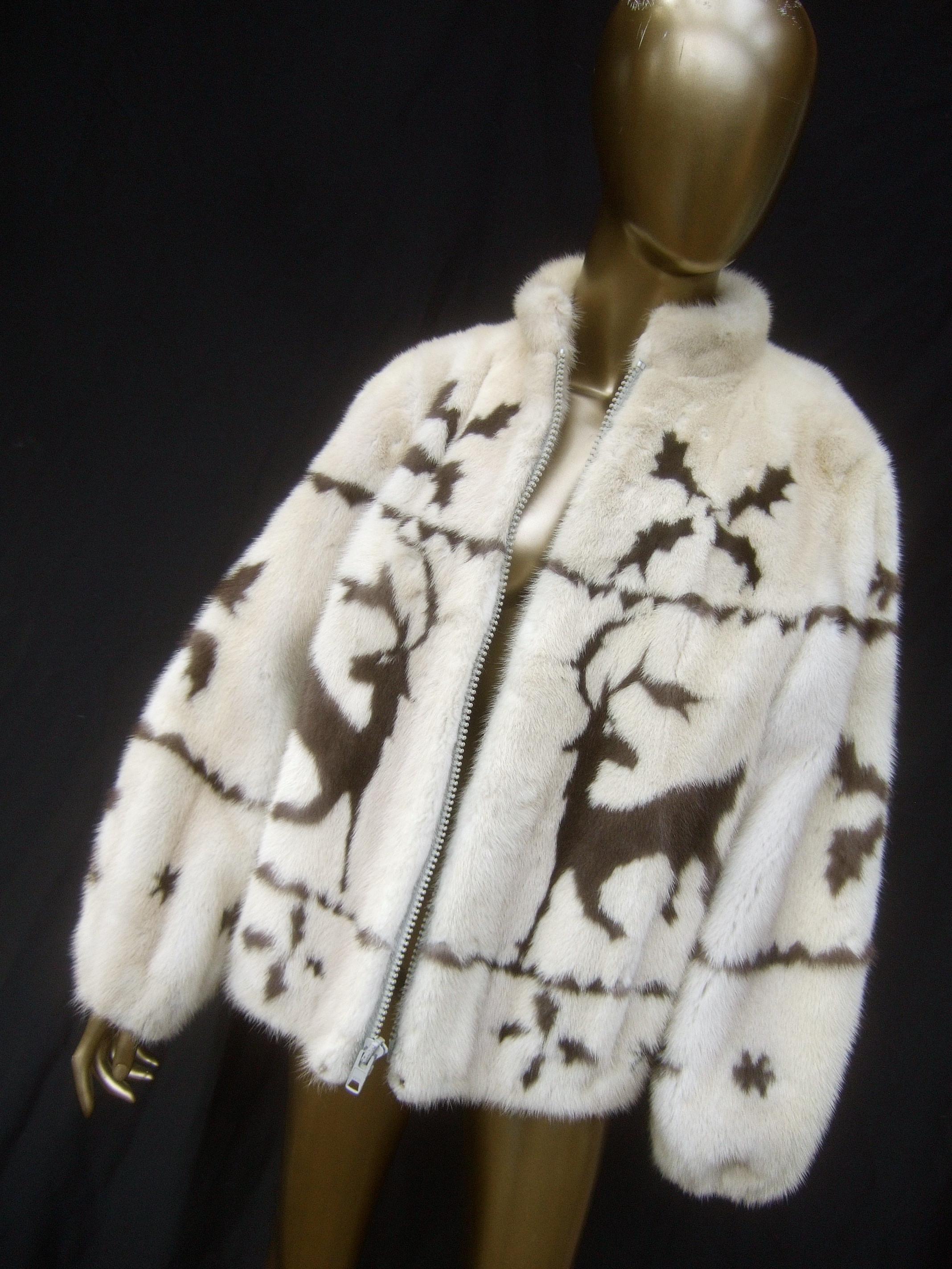 Spectacular Custom Made Pearl Mink & Mocha Reindeer Fur Jacket Circa 1970s 4