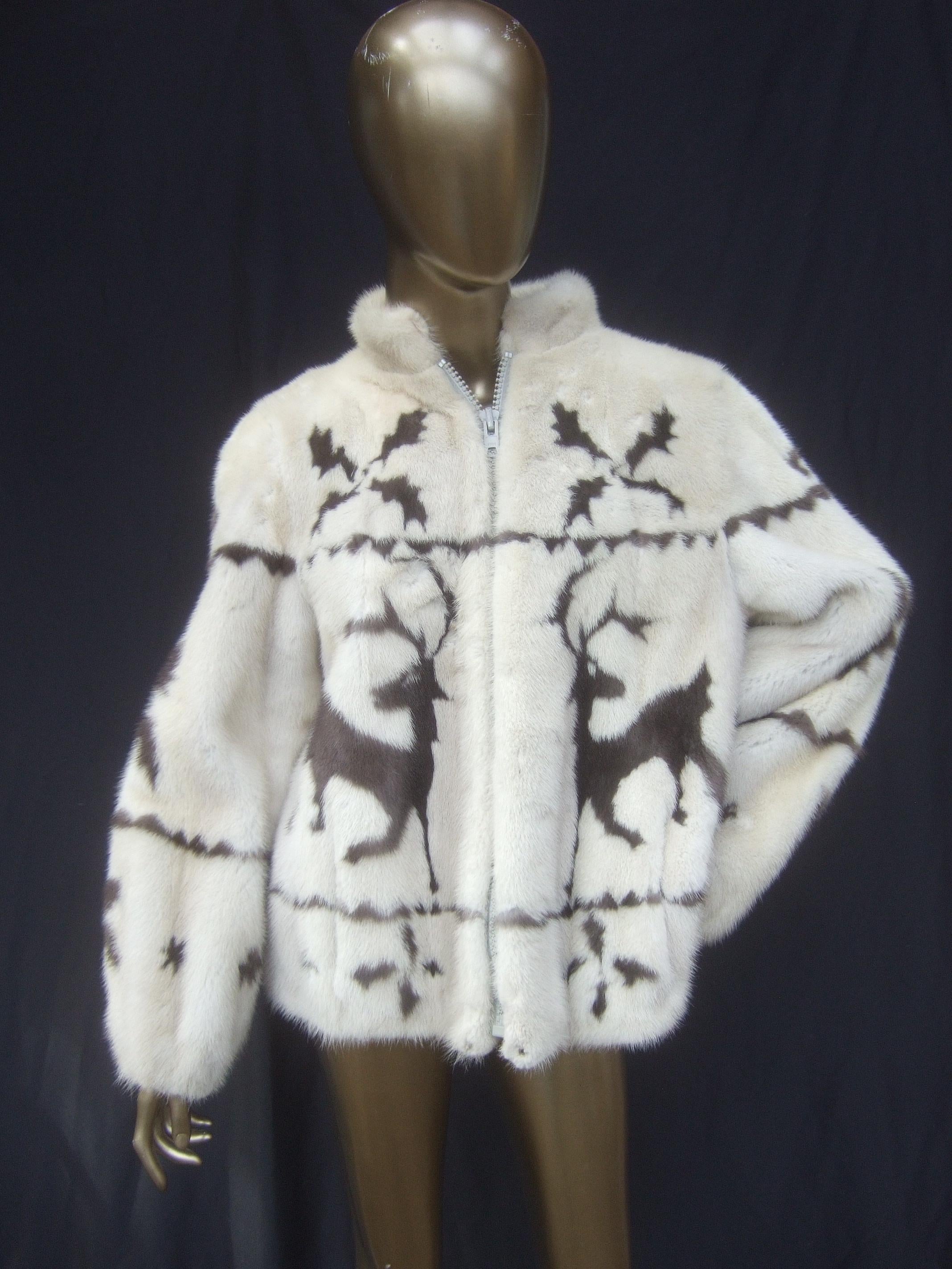 Spectacular Custom Made Pearl Mink & Mocha Reindeer Fur Jacket Circa 1970s 5