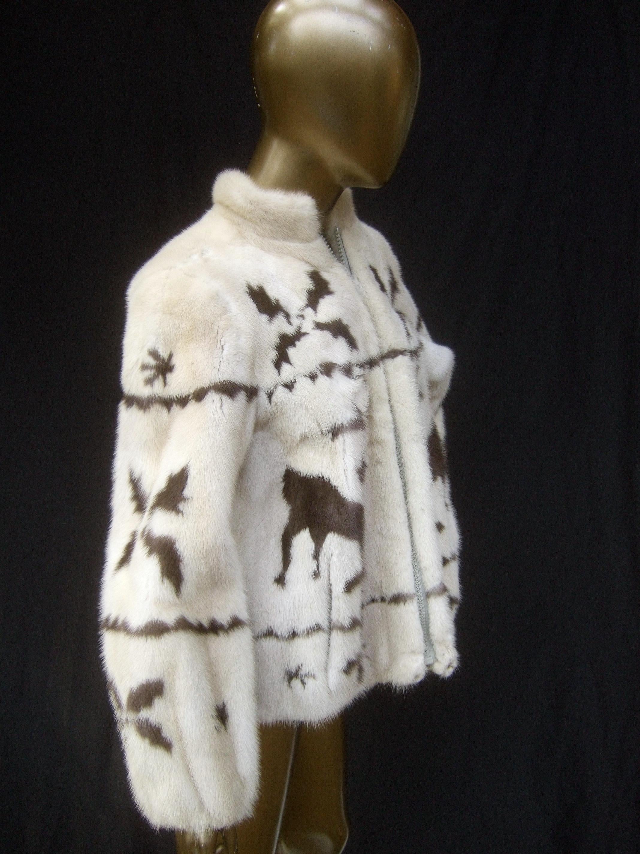 Spectacular Custom Made Pearl Mink & Mocha Reindeer Fur Jacket Circa 1970s 7