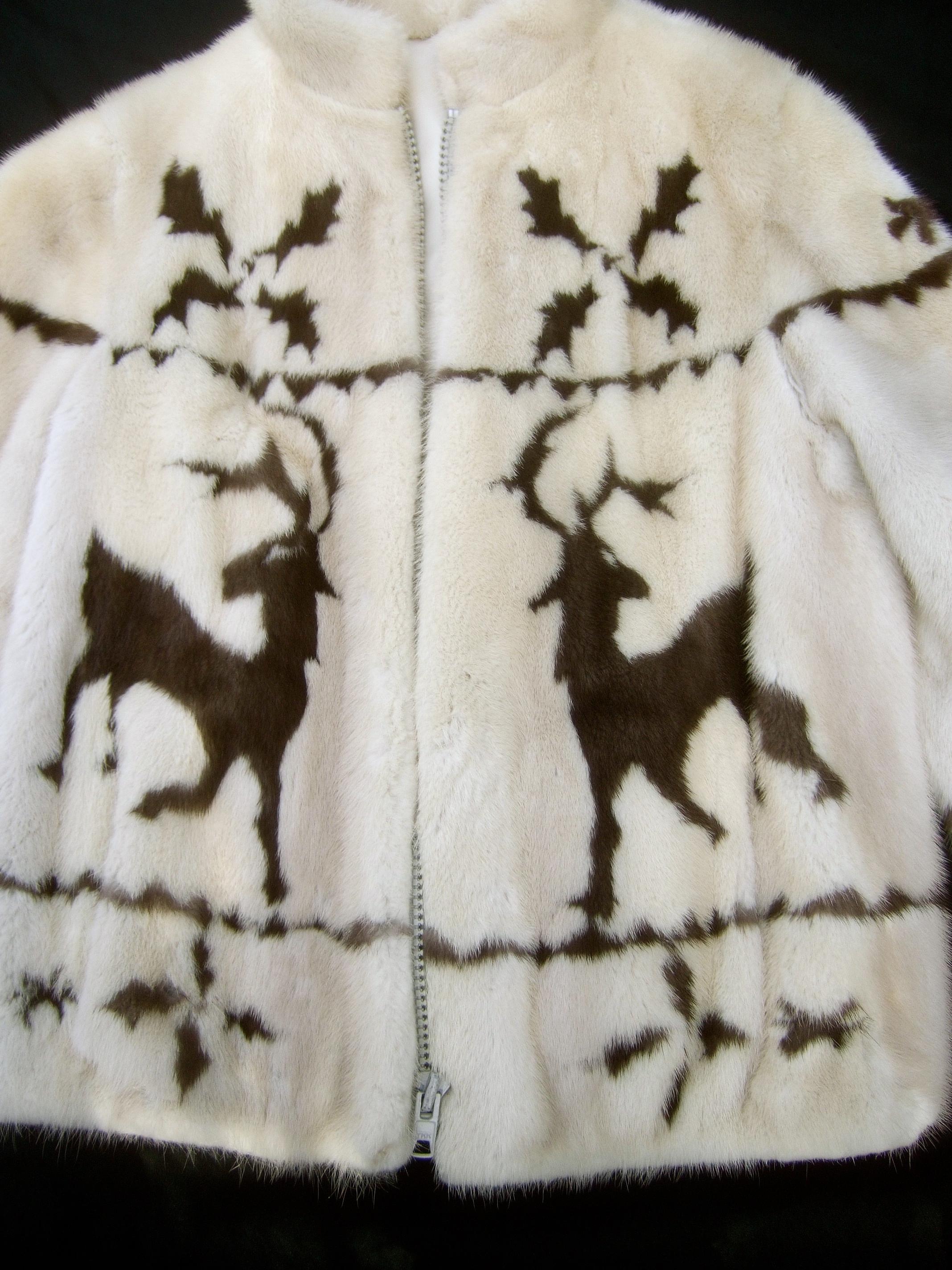 Spectacular Custom Made Pearl Mink & Mocha Reindeer Fur Jacket Circa 1970s 9