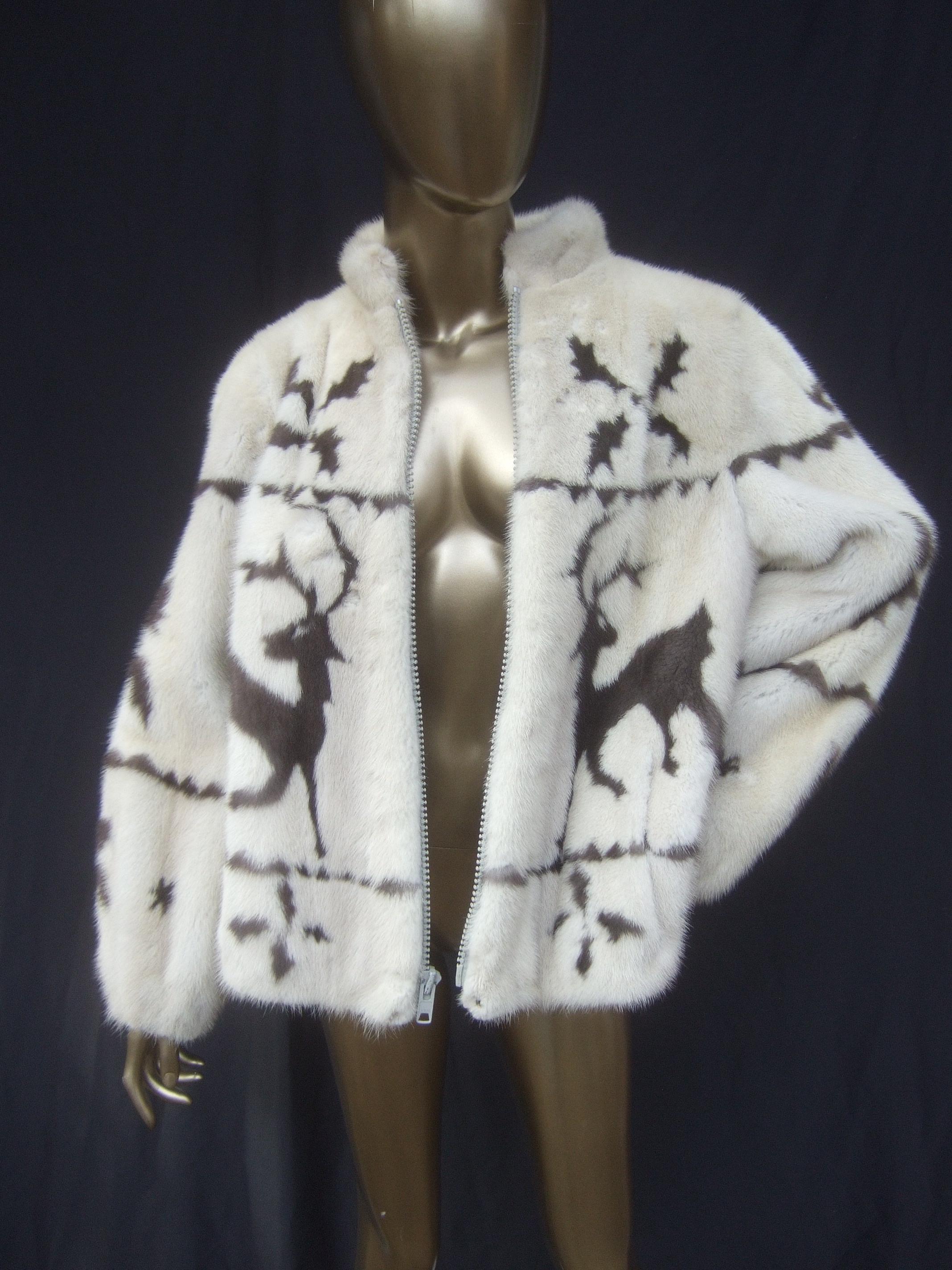 Spectacular Custom Made Pearl Mink & Mocha Reindeer Fur Jacket Circa 1970s 10