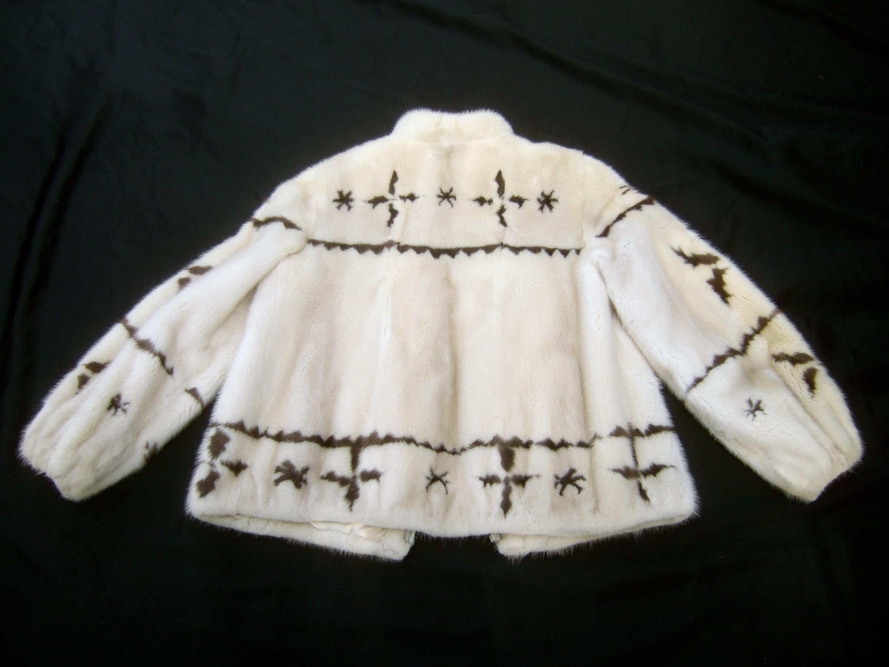 Spectacular Custom Made Pearl Mink & Mocha Reindeer Fur Jacket Circa 1970s 11