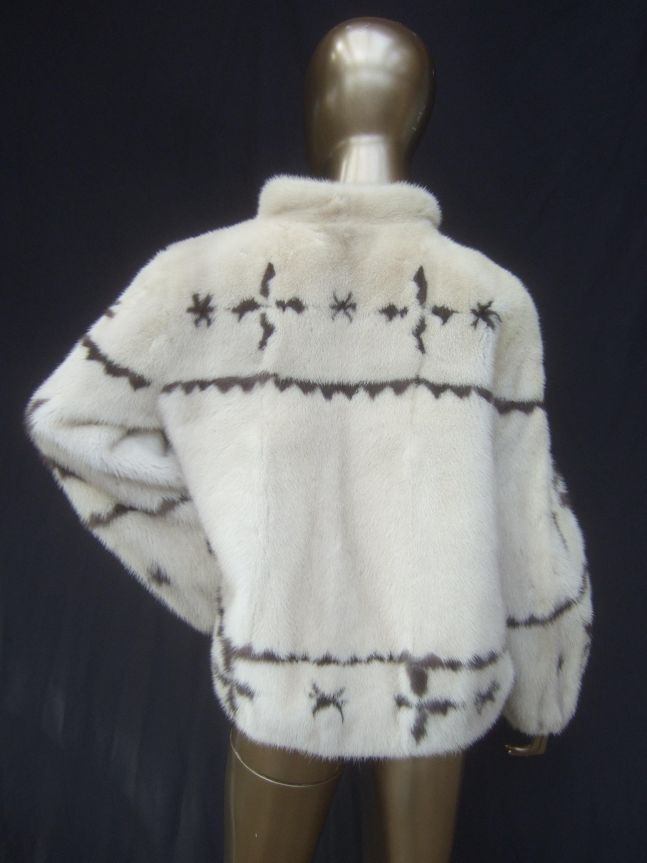 Spectacular Custom Made Pearl Mink & Mocha Reindeer Fur Jacket Circa 1970s 12