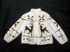 Spectacular Custom Made Pearl Mink & Mocha Reindeer Fur Jacket Circa 1970s