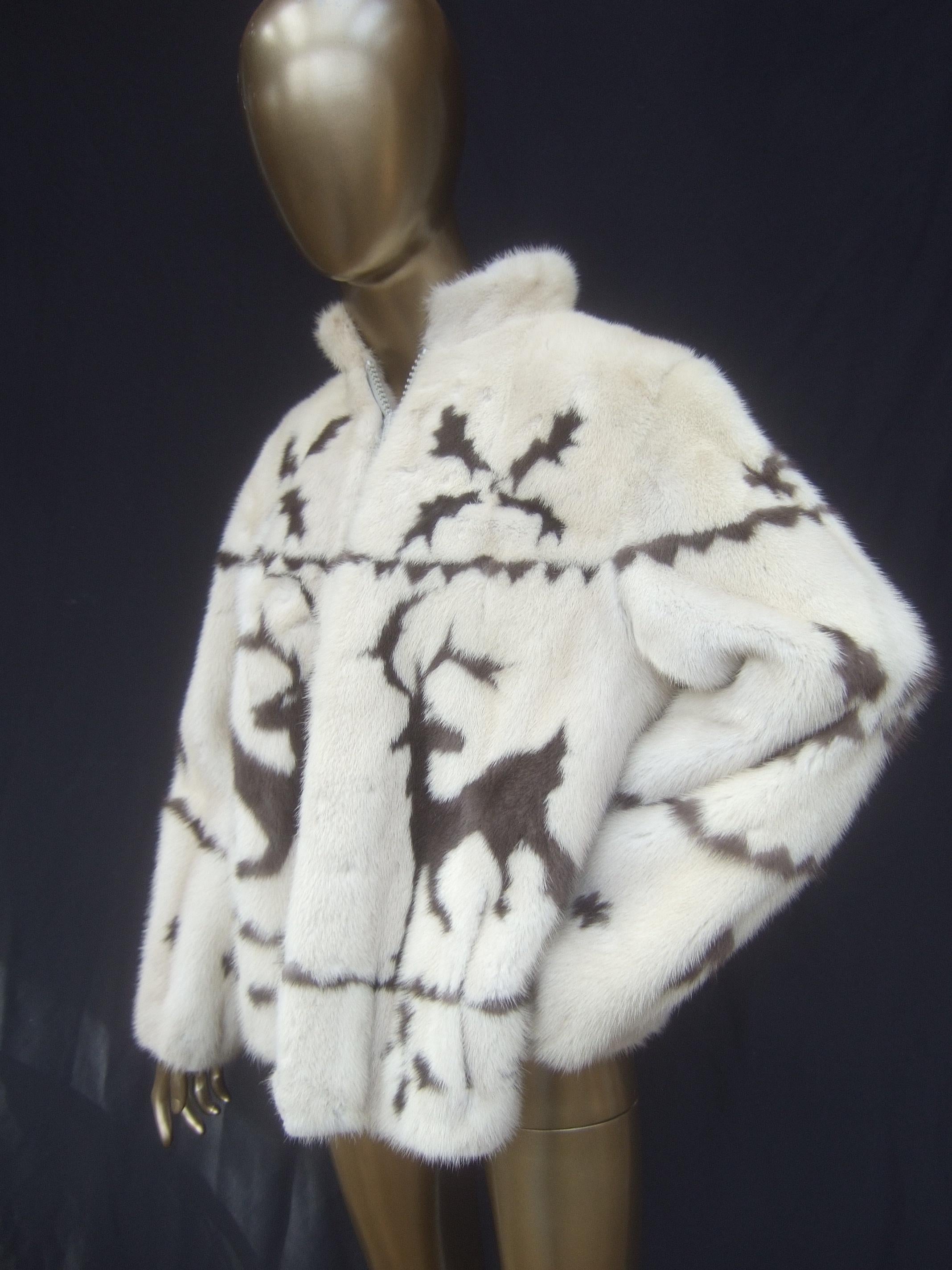 Women's Spectacular Custom Made Pearl Mink & Mocha Reindeer Fur Jacket Circa 1970s