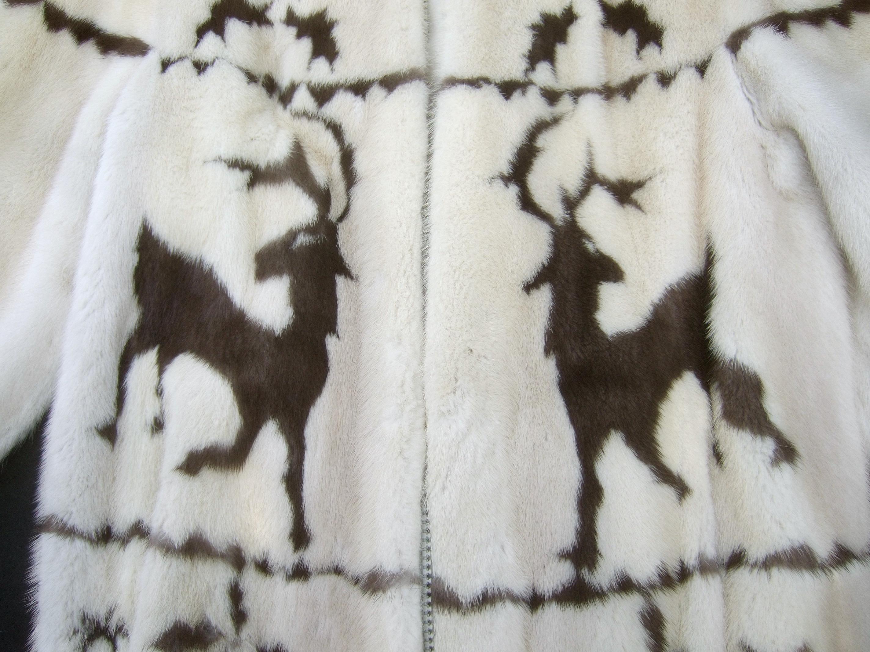 Spectacular Custom Made Pearl Mink & Mocha Reindeer Fur Jacket Circa 1970s 2