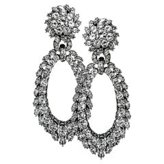 Superbes boucles d'oreilles pendantes « Day/Night » en diamant et platine de David Webb, 2 3/4 pouces