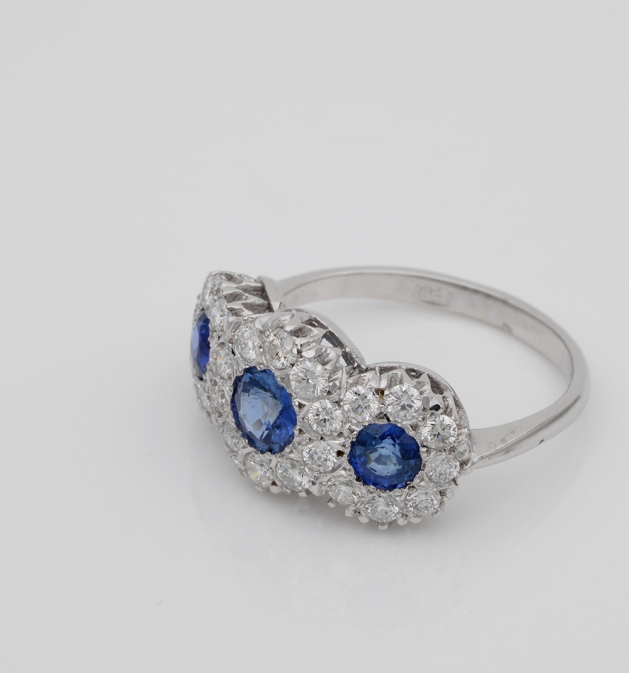 vintage sapphire and diamond trilogy ring